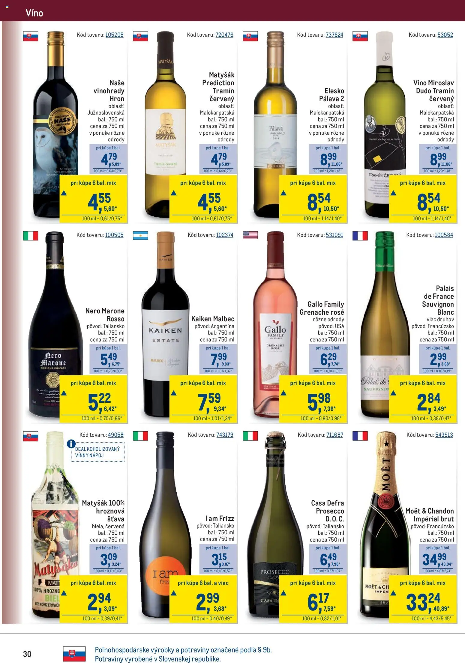 Nové Metro akcie – leták je platný od 11.03.2026 | Strana: 30 | Produkty: Víno, Prosecco, Pero, Hrozno