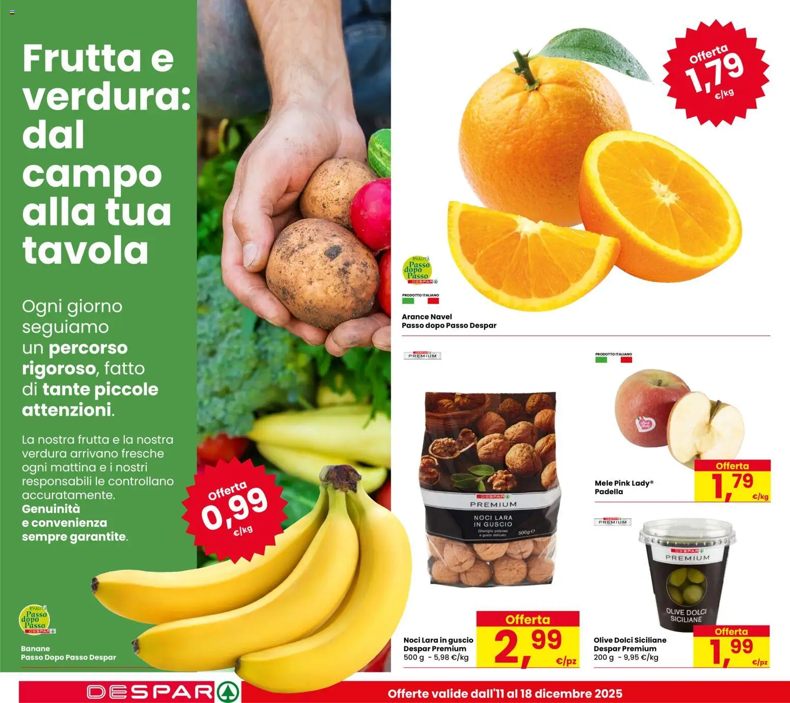 Volantino Despar del 11.12.2025 | Pagina: 8 | Prodotti: Mele, Arance, Frutta, Olive