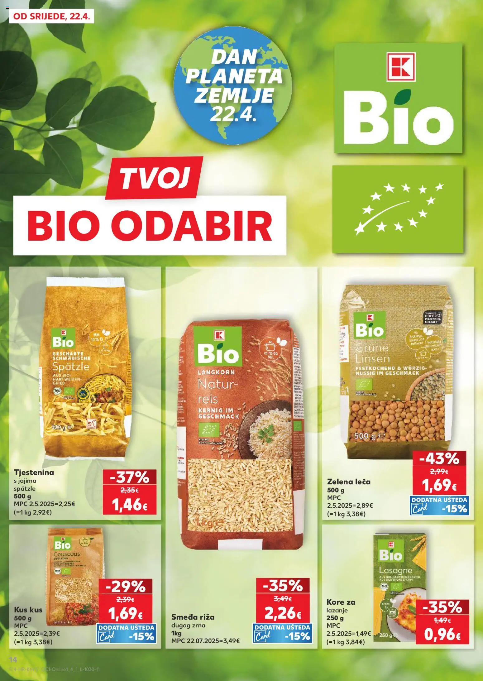 Kaufland katalog | vrijedi od 22.04.2026 | Stranica: 14 | Proizvodi: Riža, Tjestenina, Leća, Kus kus