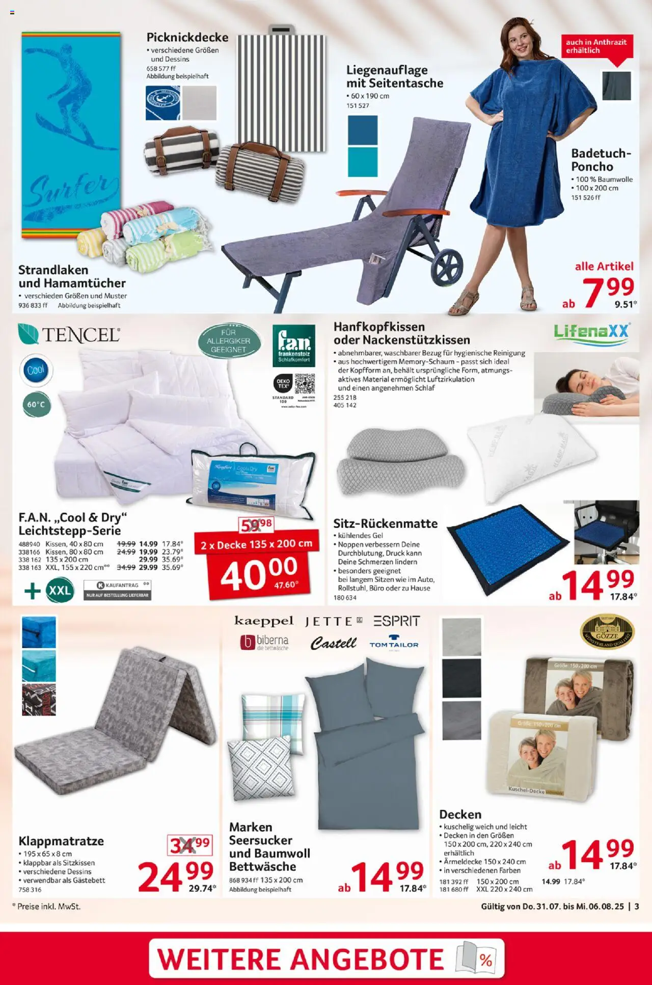 Selgros  Non Food - gültig ab dem 31.07.2025 | Seite: 3 | Produkte: Poncho, Decke, Bettwäsche