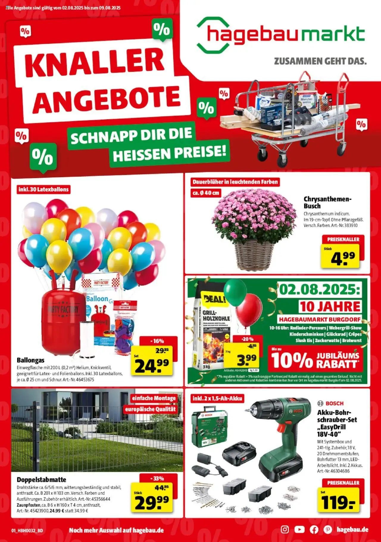 Hagebau Prospekt Burgdorf - gültig ab dem 02.08.2025 | Seite: 1 | Produkte: Bosch, LG, Grill, Bratwurst