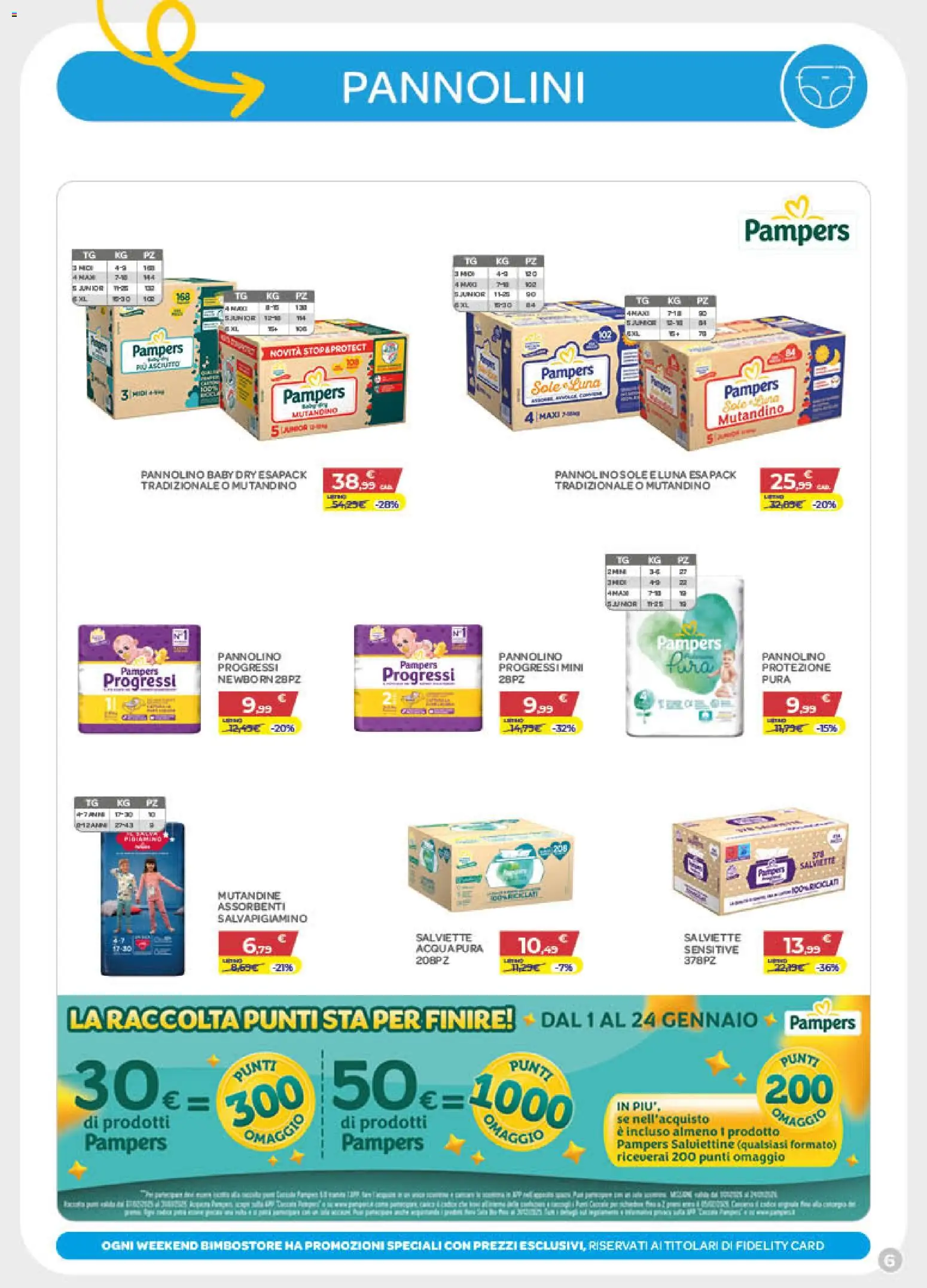 Volantino Bimbo store del 06.01.2026 | Pagina: 6 | Prodotti: Pannolini, Mutandine, Pampers