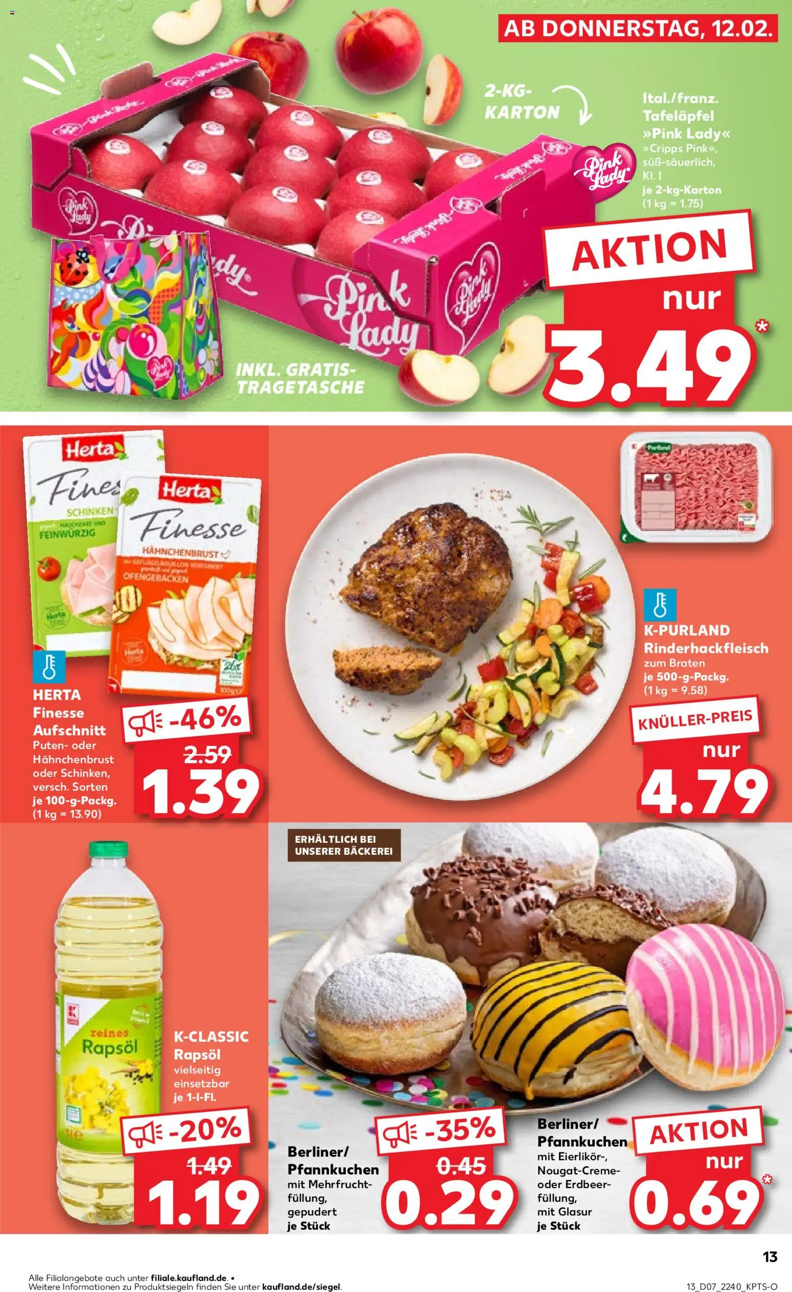 Kaufland prospekt Stuttgart	 – gültig ab 15.02.2026 | Seite: 13 | Produkte: Bäckerei, Rapsöl, Pfannkuchen, Hahnchenbrust