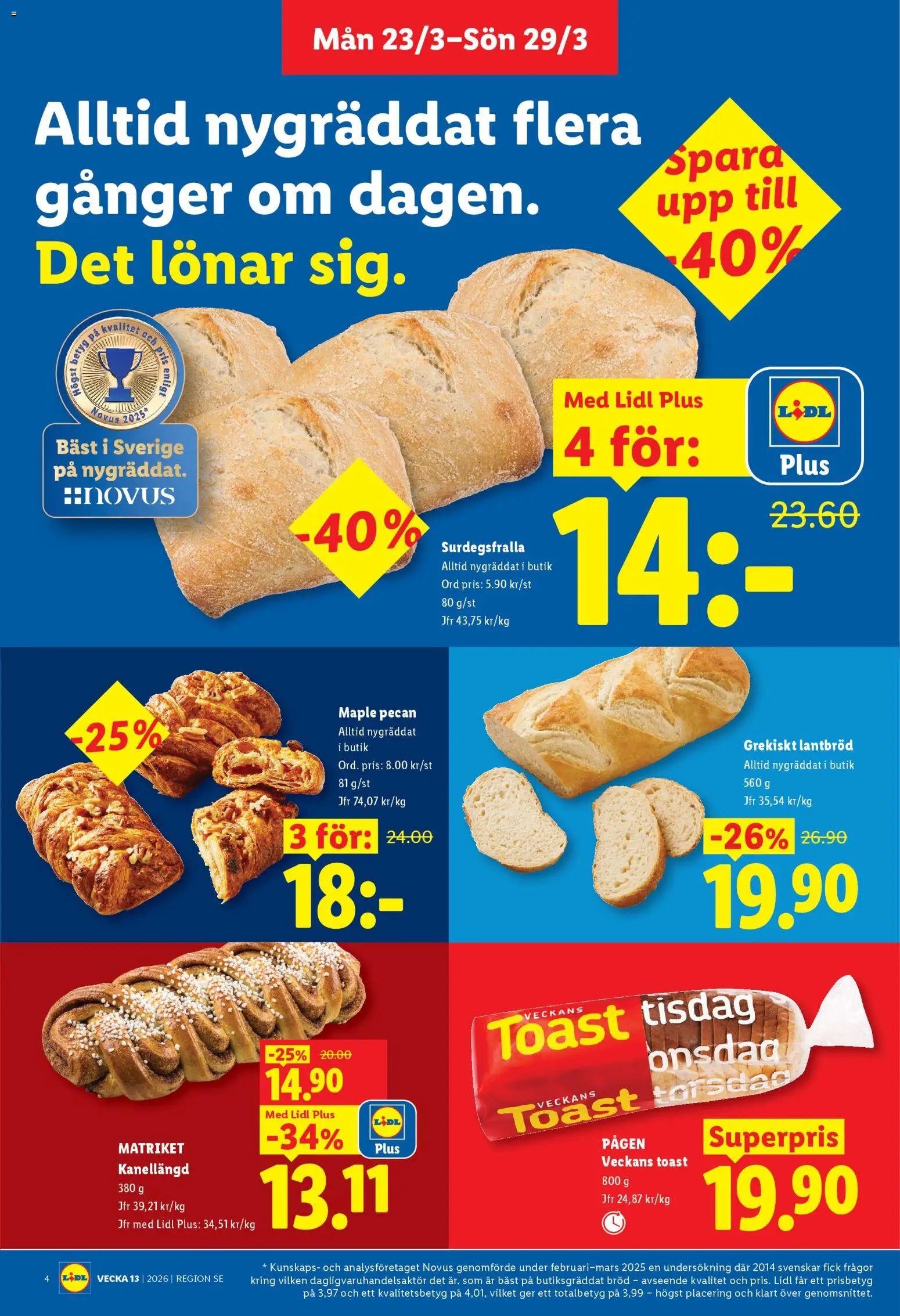Lidl reklamblad aktuell från 23.03.2026 | Sida: 4 | Produkter: Bröd, Lantbröd