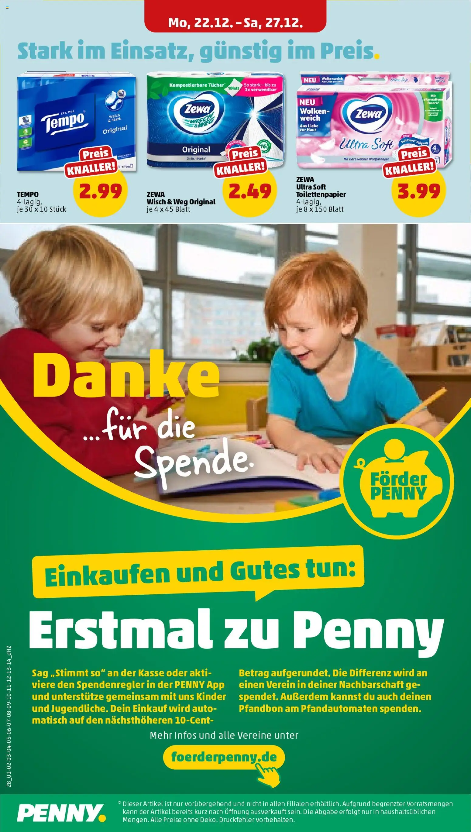 Penny Prospekt 	 – gültig ab 22.12.2025 | Seite: 32 | Produkte: Zewa, Tempo, Toilettenpapier