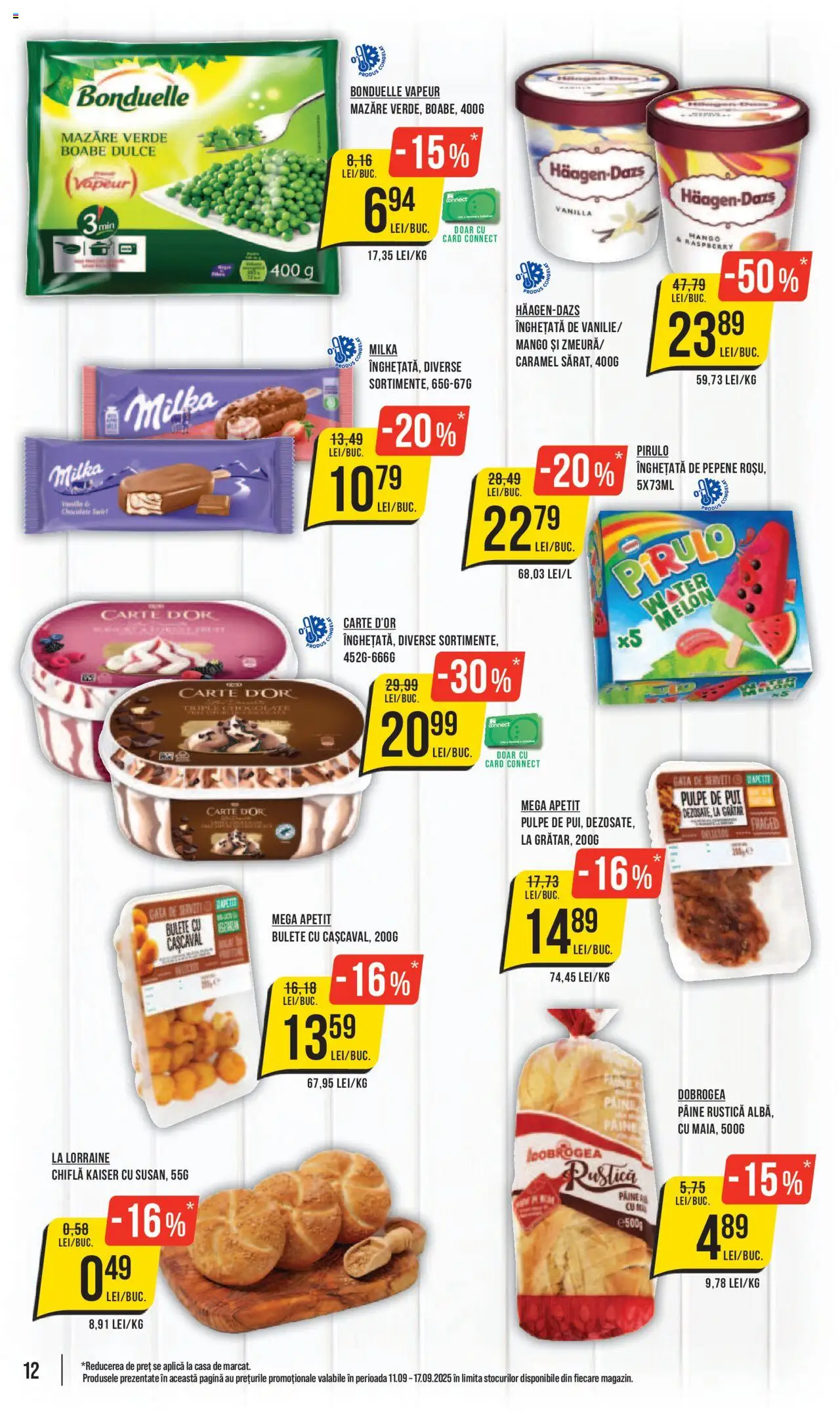 Noul catalog Mega Image – valabil de la 11.09.2025 | Pagină: 12 | Produse: Grătar, Chiflă, Pâine, Înghețată