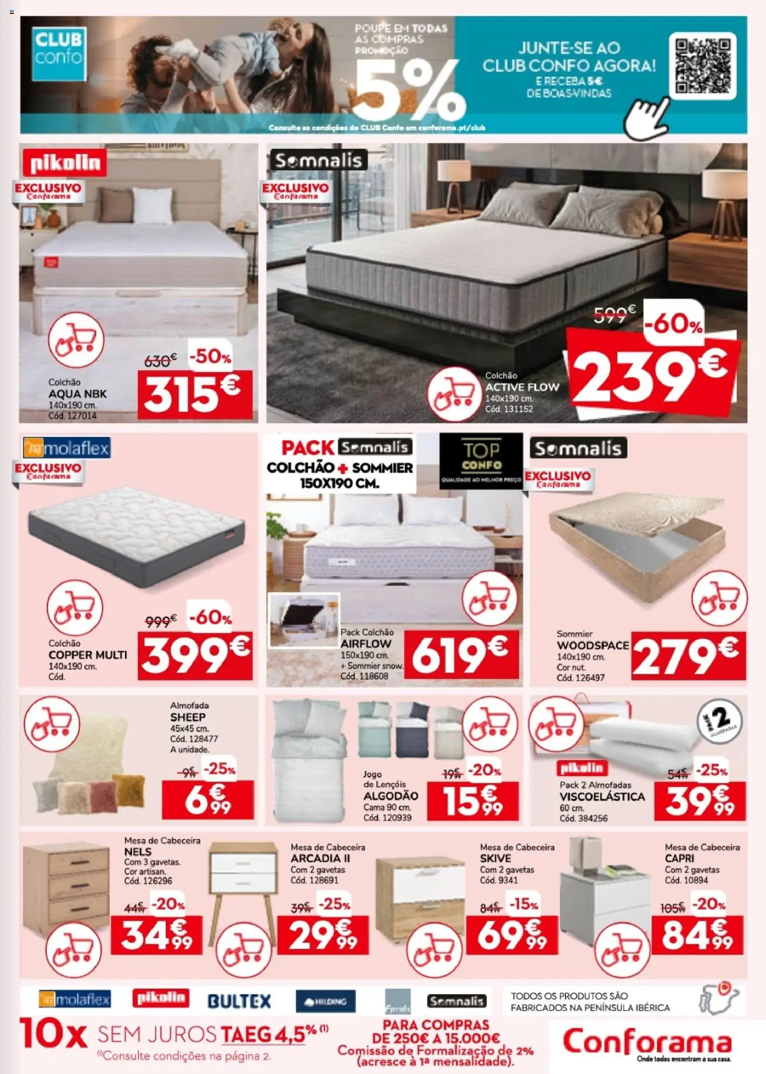 Conforama folheto │ válido de 26.03.2026 | Página: 13 | Produtos: Colchão, Almofada, Mesa de cabeceira, Mesa