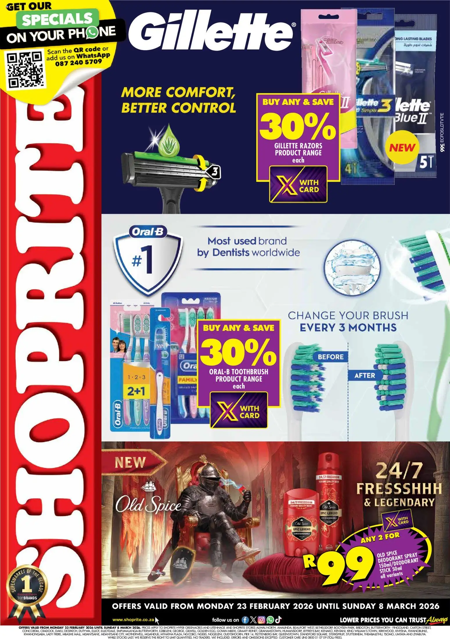 New Shoprite catalogue – valid from 23.02.2026 | Page: 1 | Products: Phone, Perfume, Brush, Deodorant