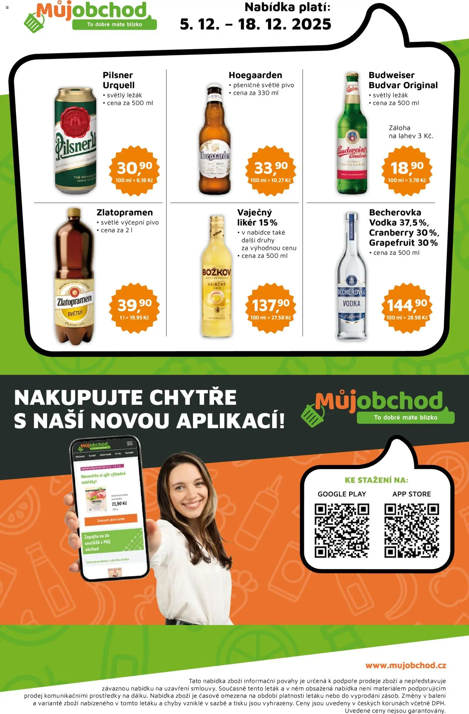 Můj obchod leták od 05.12.2025 | Strana: 4 | Produkty: Pilsner, Božkov, Becherovka, Láhev