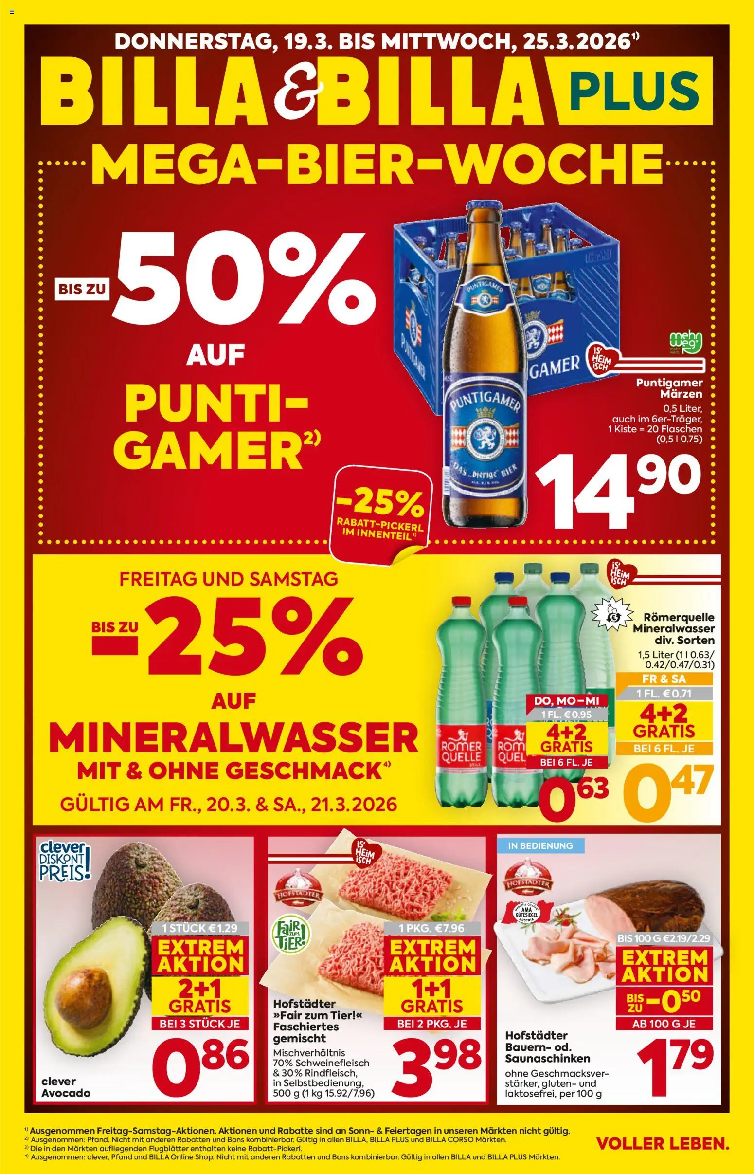 Billa Flugblatt - Steiermark gültig ab 19.03.2026 | Seite: 1 | Produkte: Avocado, Bier, Schweinefleisch