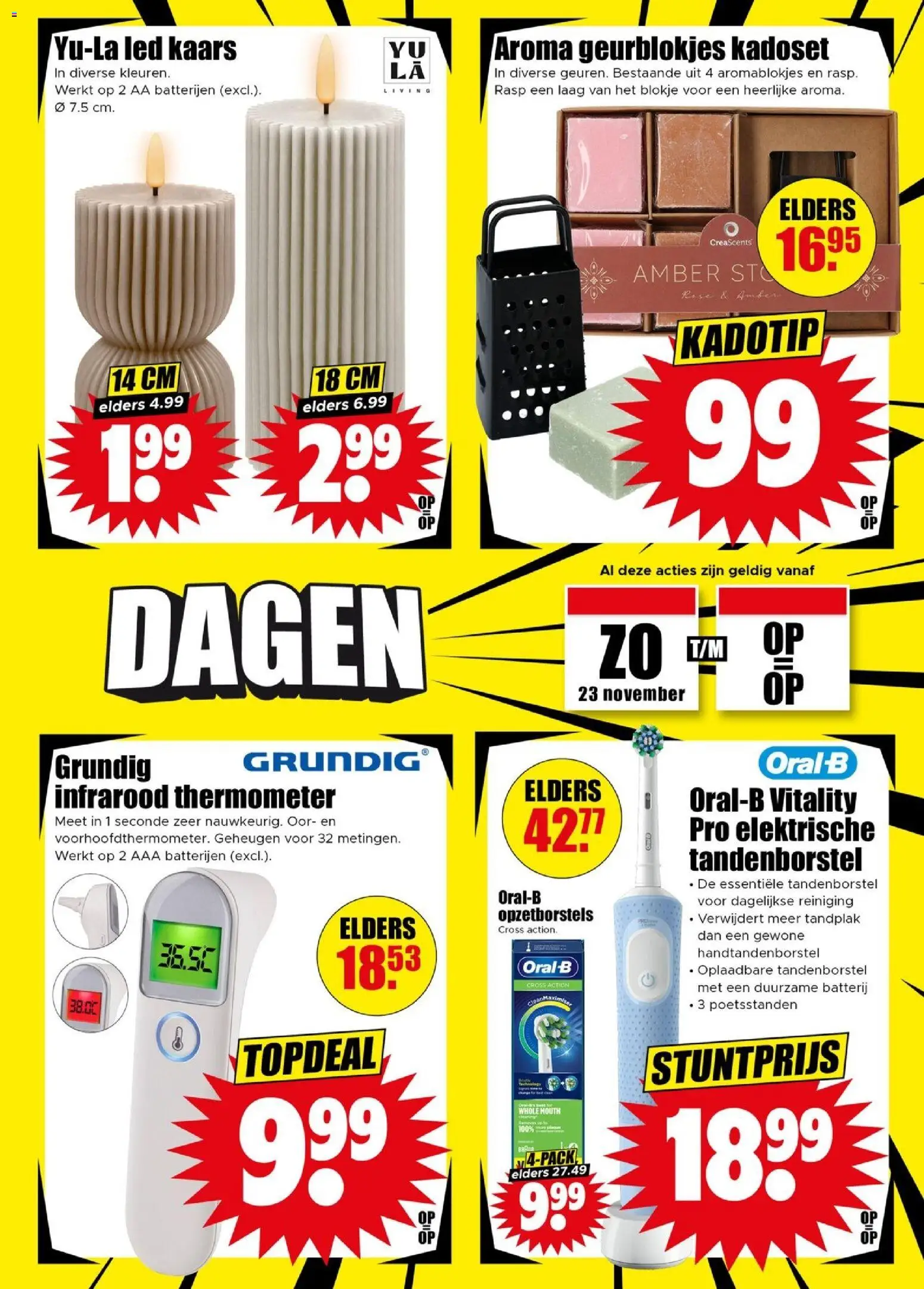 {H1} | Pagina: 9 | Producten: Tandenborstel, Kaars, Thermometer, Batterij