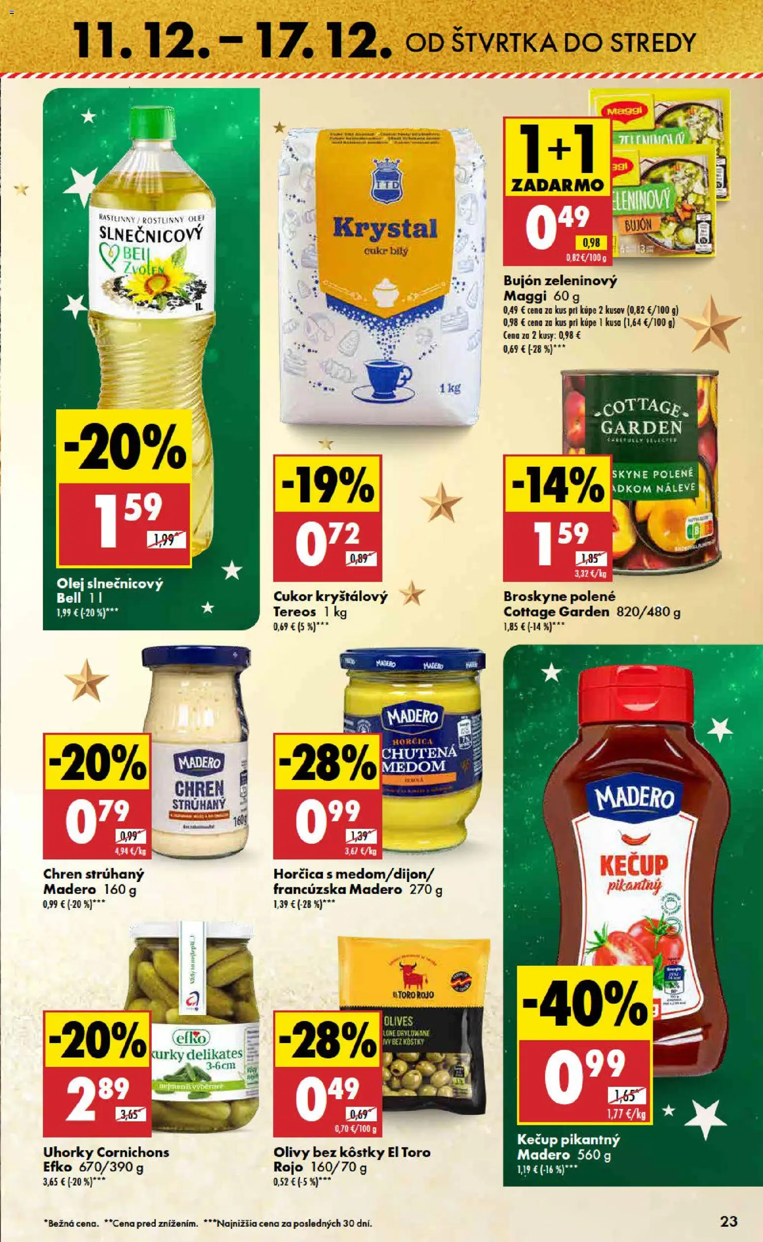 Nové Biedronka akcie – leták je platný od 11.12.2025 | Strana: 23 | Produkty: Chren, Olej, Cukor, Uhorky