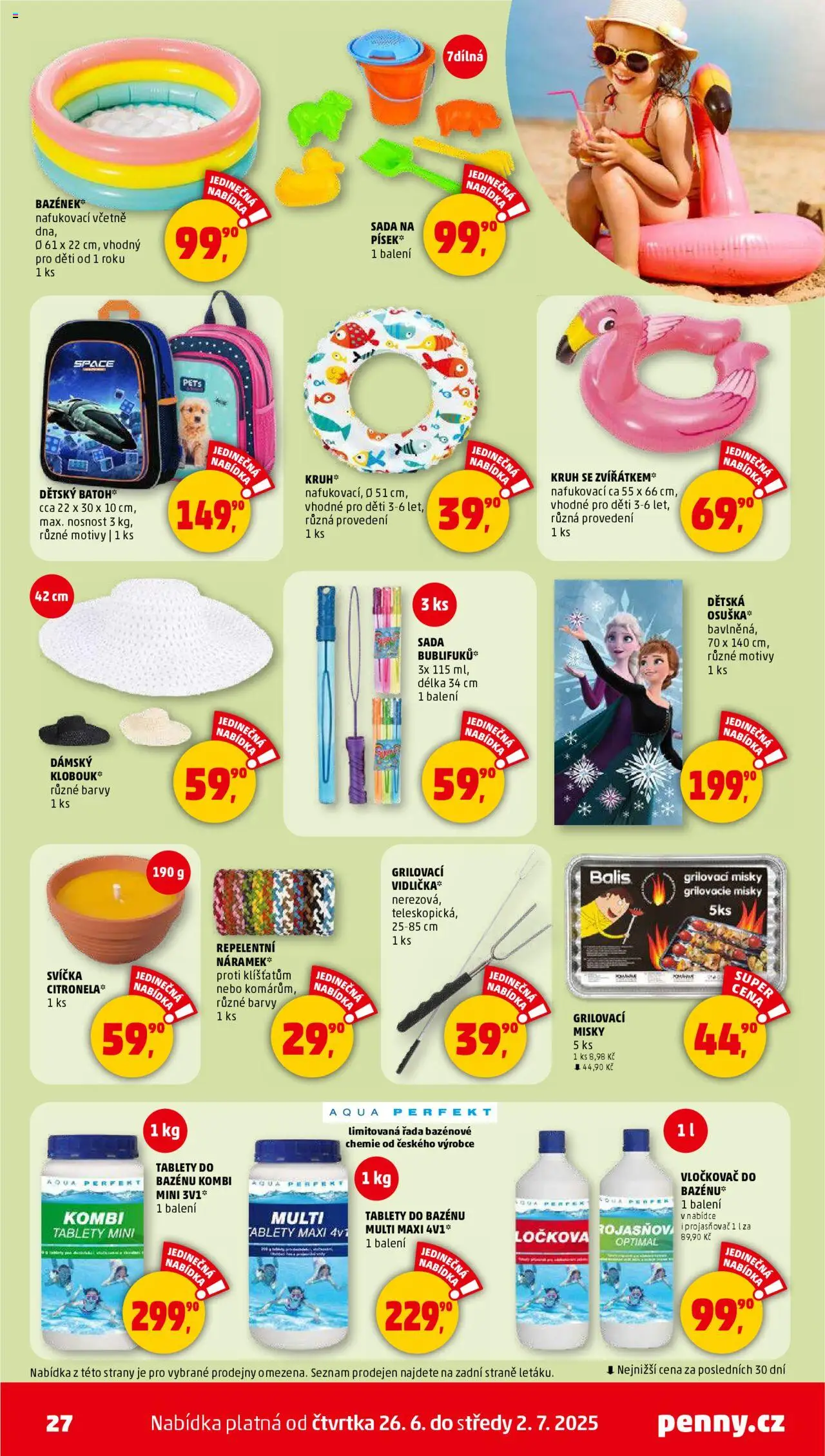 Penny Market leták - Čtvrtečník od 26.06.2025 | Strana: 27 | Produkty: Písek, Svíčka, Barvy, Tablety do bazénu
