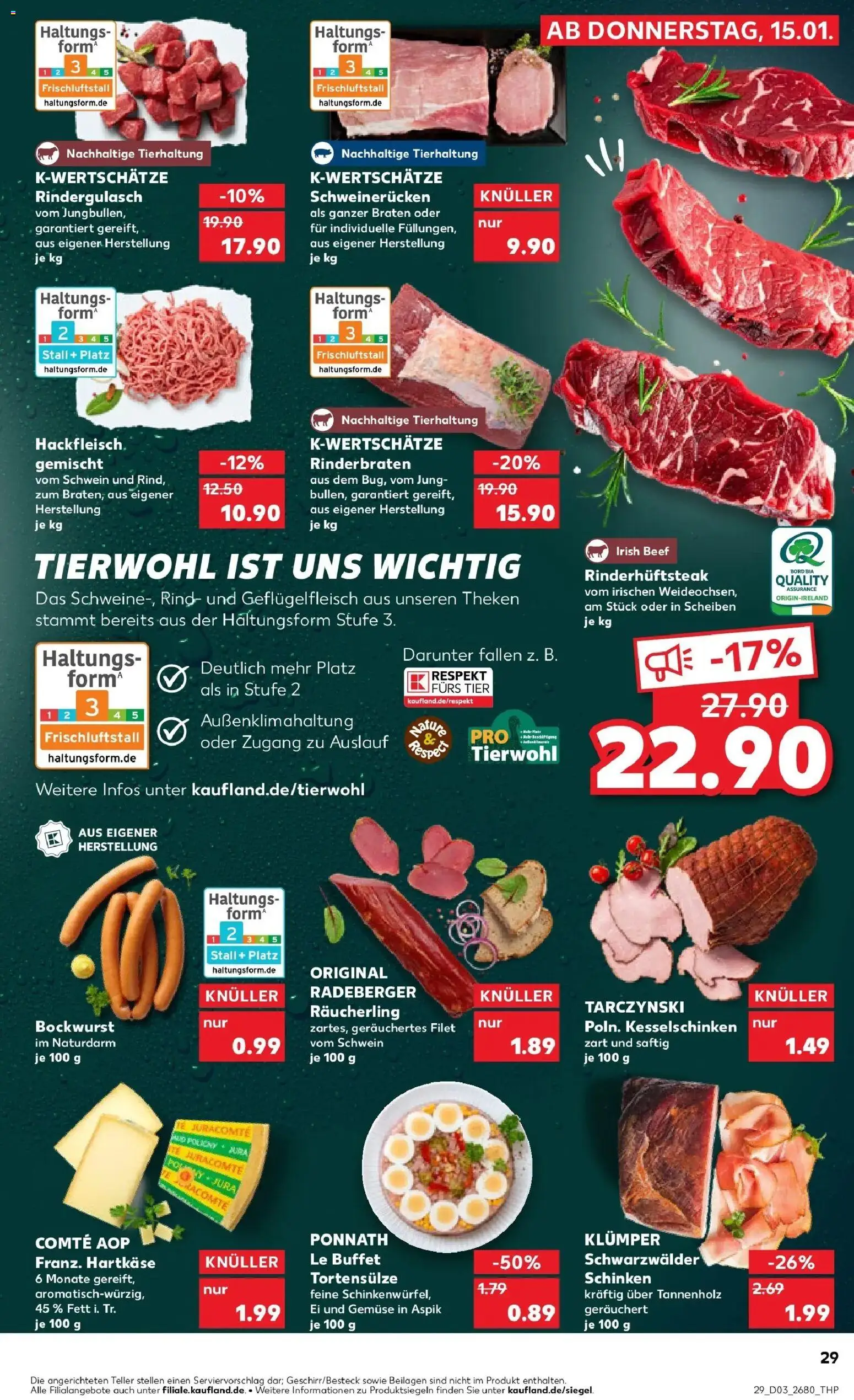 Kaufland prospekt Coswig	 – gültig ab 19.01.2026 | Seite: 29 | Produkte: Bockwurst, Rindergulasch, Gemüse, Schinken