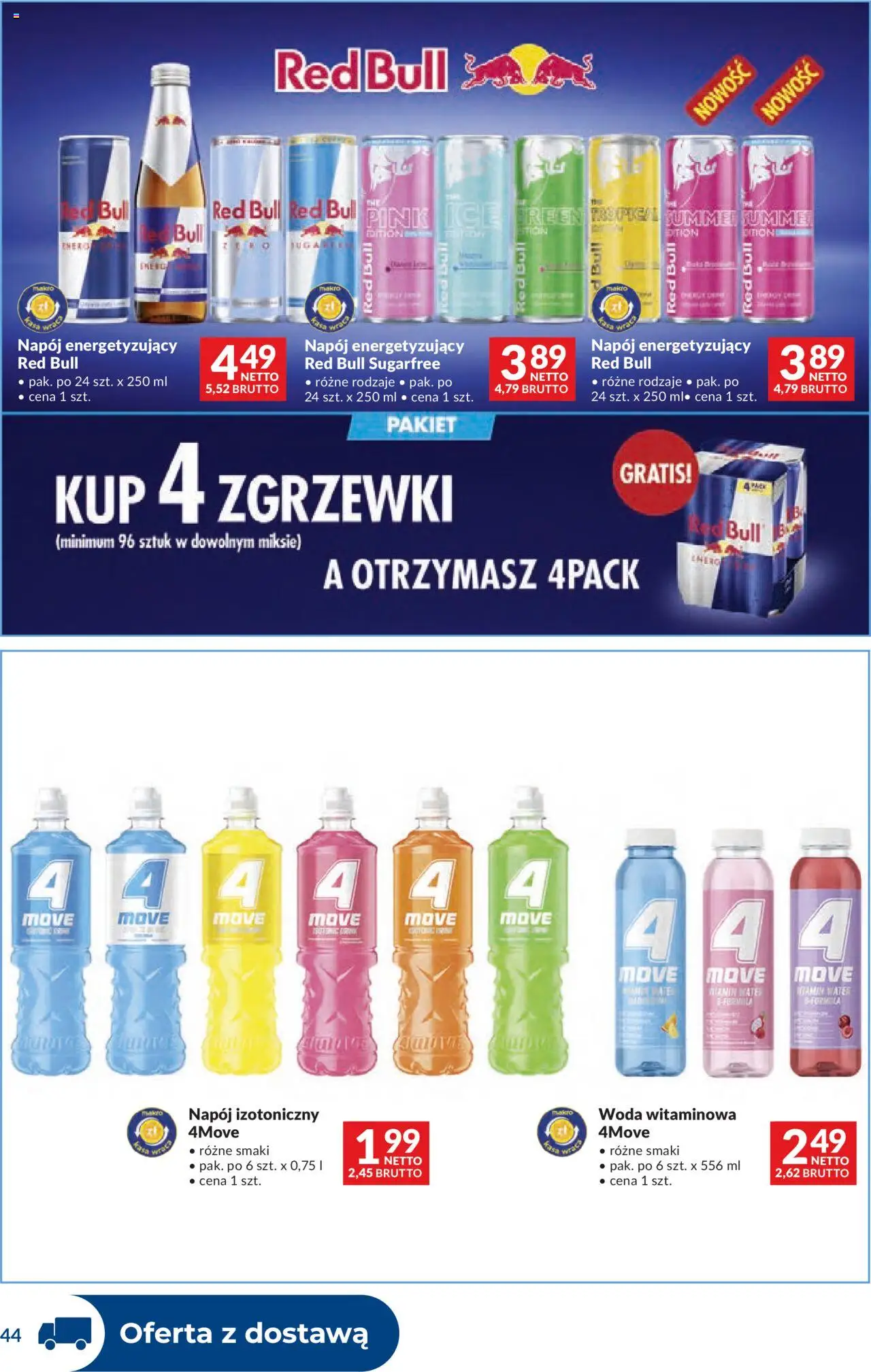 Makro Gazetka - Dystrybucja do sklepów od 16.09.2025 | Strona: 44 | Produkty: Red bull, Woda
