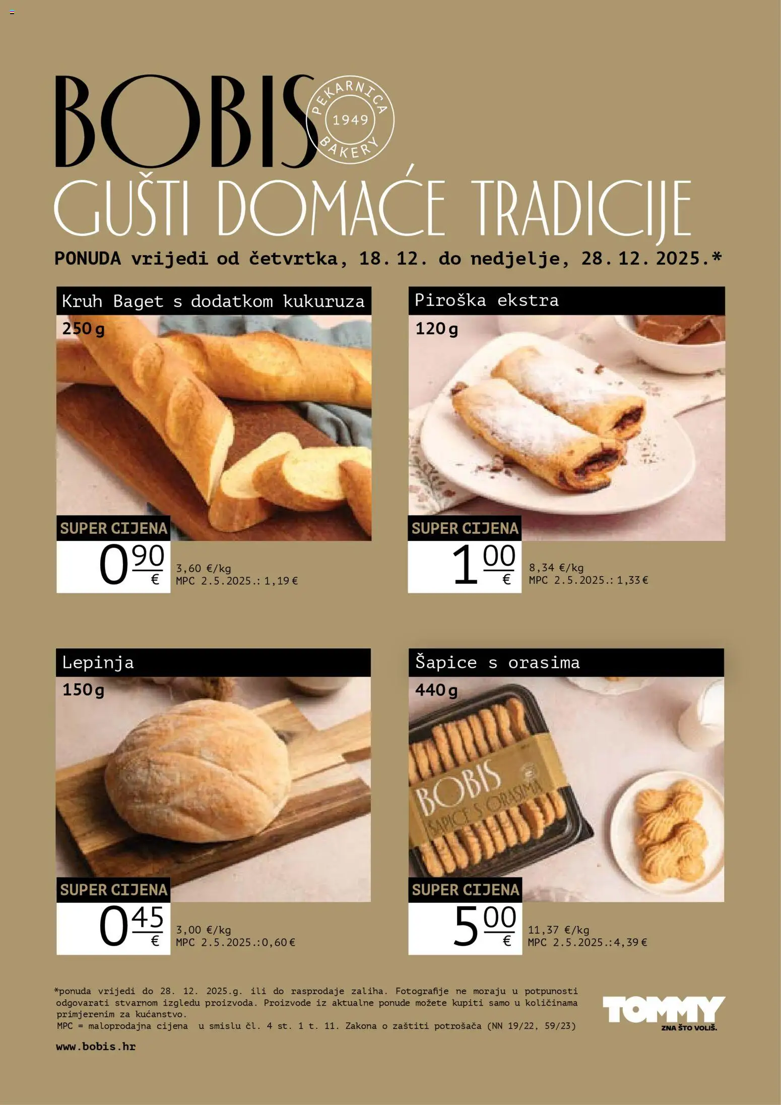 Tommy katalog | vrijedi od 18.12.2025 | Stranica: 1 | Proizvodi: Baget, Kruh, Piroška