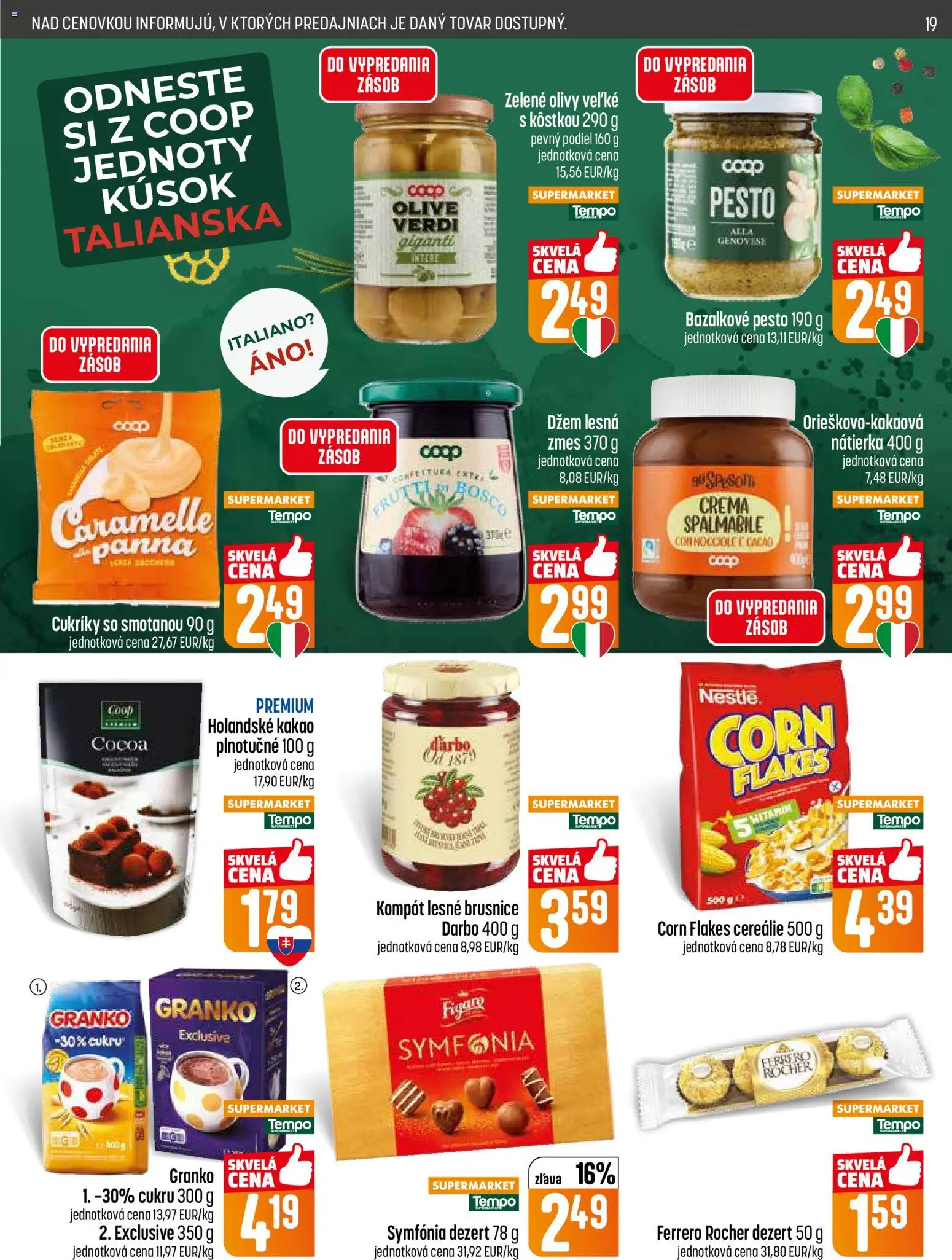Nové COOP Jednota akcie – leták je platný od 15.01.2026 | Strana: 19 | Produkty: Cukríky, Ferrero Rocher, Granko, Kakao