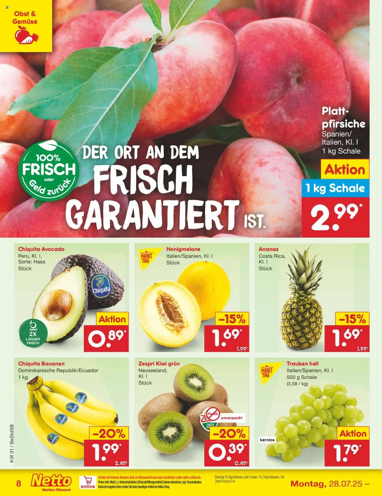 Netto Marken-Discount Prospekt 	 - gültig ab dem 28.07.2025 | Seite: 12 | Produkte: Trauben, Avocado, Gemüse, Obst