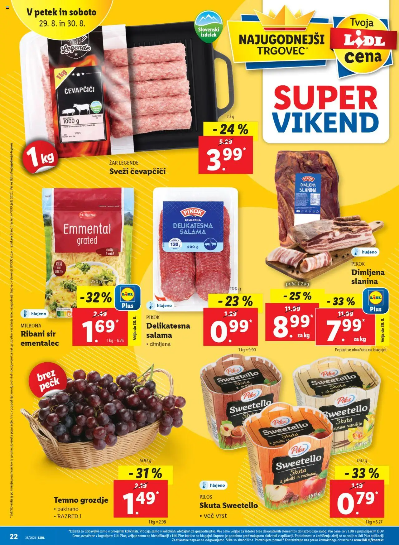 Lidl katalog │ velja od 28.08.2025 | Stran: 42 | Izdelki: Grozdje, Zar, Ementalec, Salama