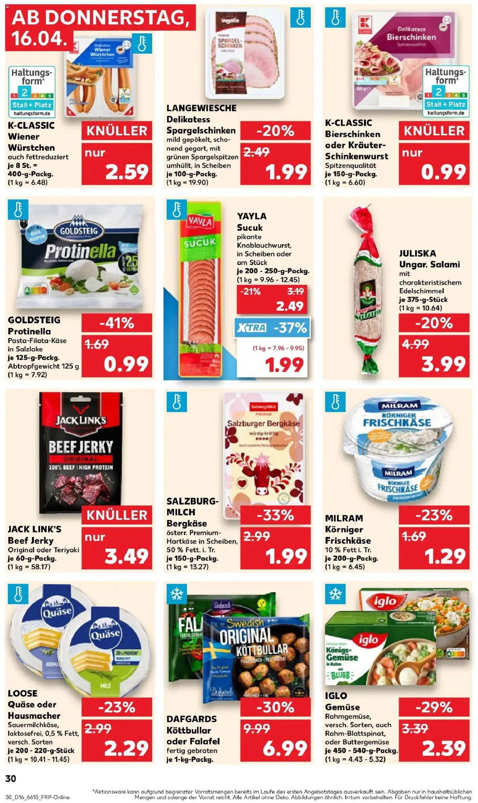 Kaufland Prospekt Schwerte	 – gültig ab 16.04.2026 | Seite: 30 | Produkte: Wiener wurstchen, Spargel, Milram, Frischkase