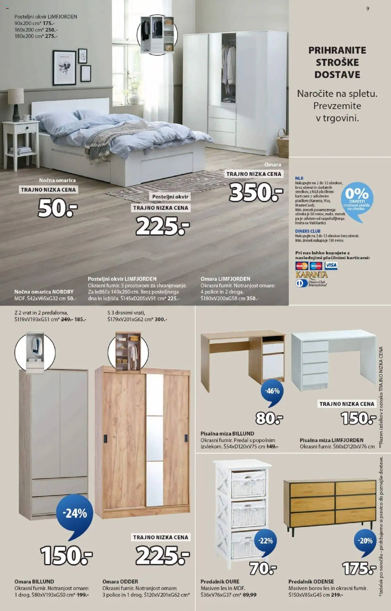 Novi JYSK katalog ponudbe – veljaven od 01.10.2025 | Stran: 9 | Izdelki: Pisalna miza, Predalnik, Posteljni okvir, Omarica
