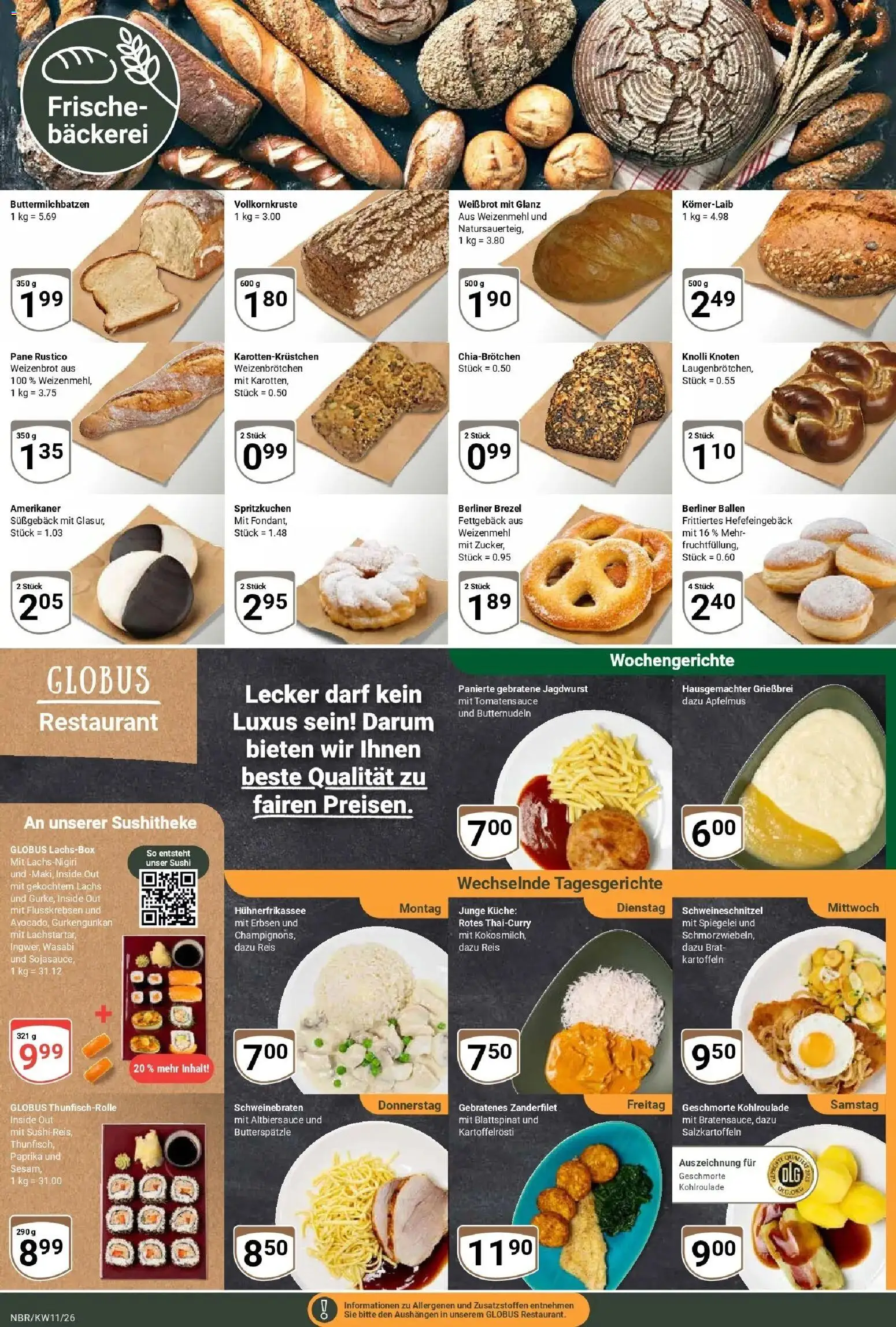 Globus prospekt Neubrandenburg	 – gültig ab 09.03.2026 | Seite: 6 | Produkte: Bäckerei, Küche, Brot, Reis