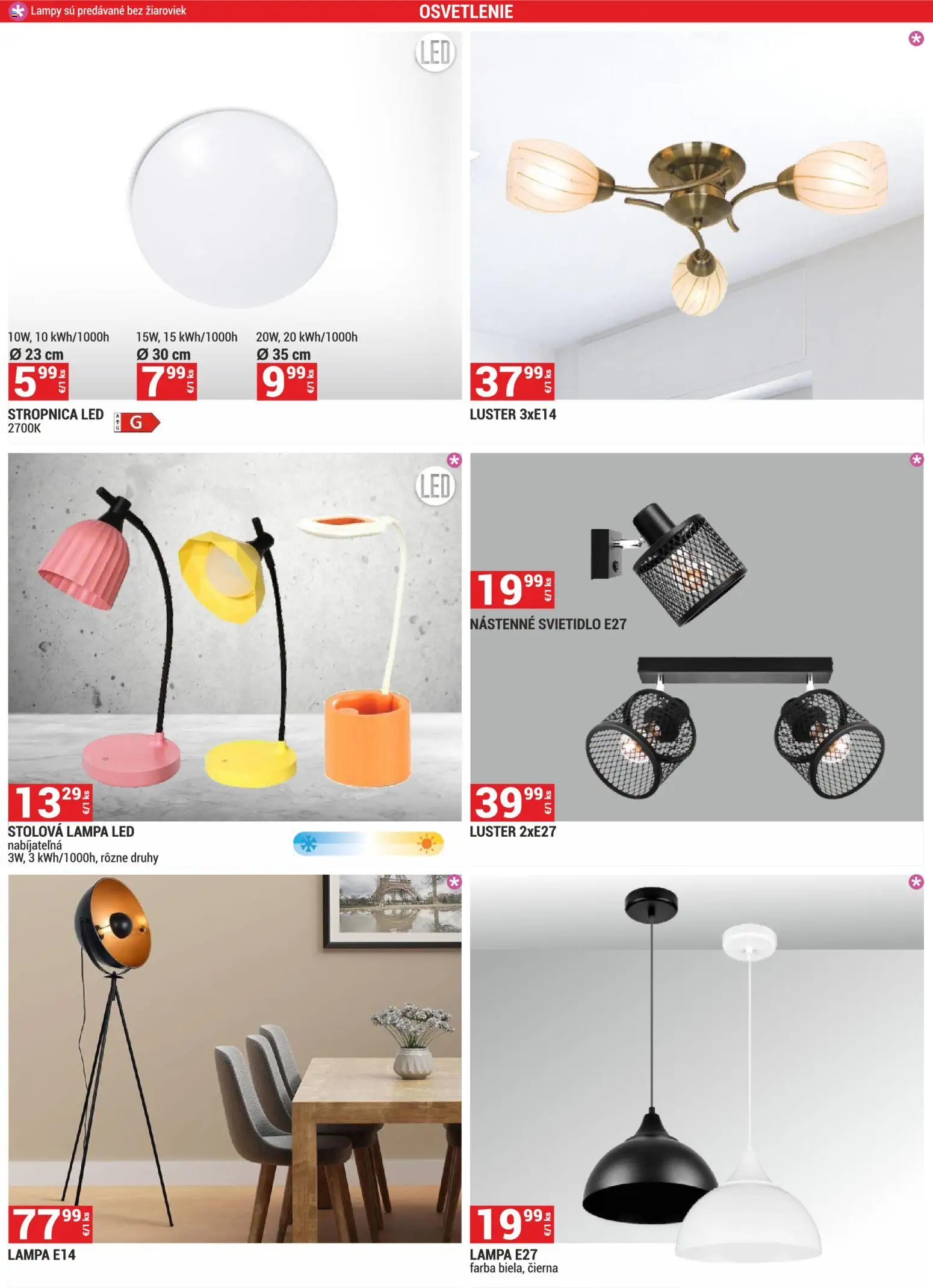 Nové Merkury Market akcie – leták je platný od 01.11.2025 | Strana: 3 | Produkty: Osvetlenie, Lampa, Nástenné svietidlo, Stolová lampa
