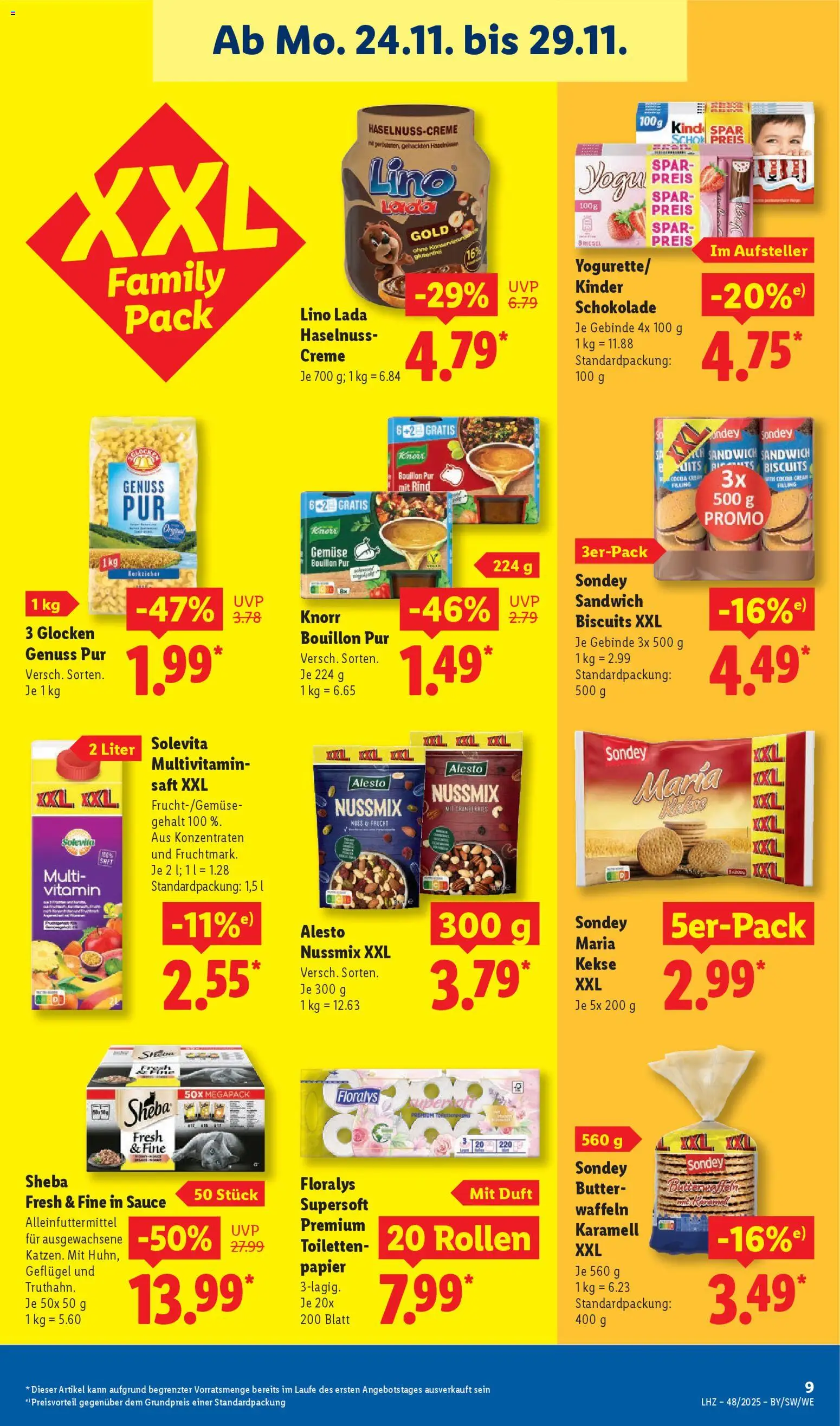 Lidl Prospekt Kornwestheim – gültig ab 24.11.2025 | Seite: 9 | Produkte: Butter, Schokolade, Knorr, Creme