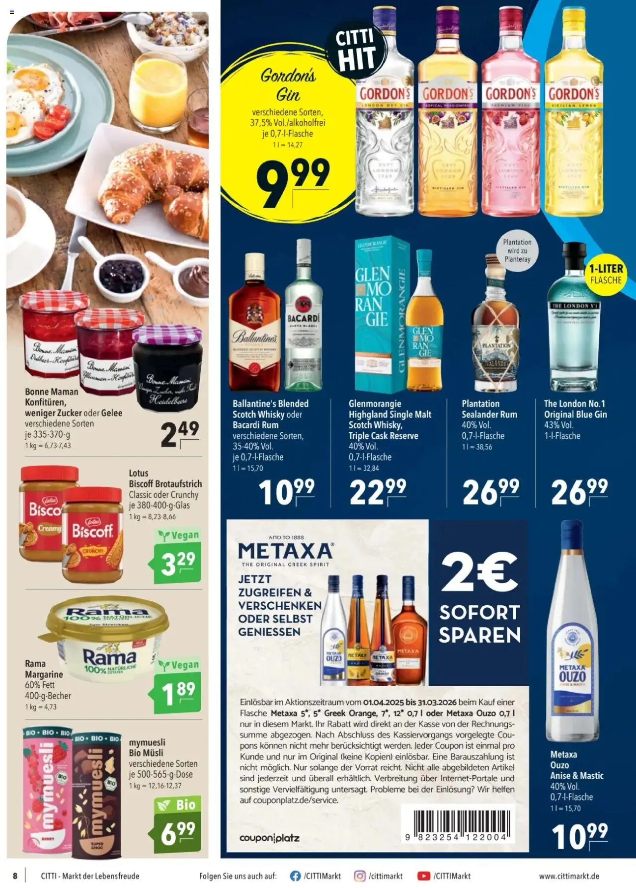CITTI tilbudsavis – gyldig fra 22.10.2025 | Side: 8 | Produkter: Gin, Whisky, Müsli, Margarine