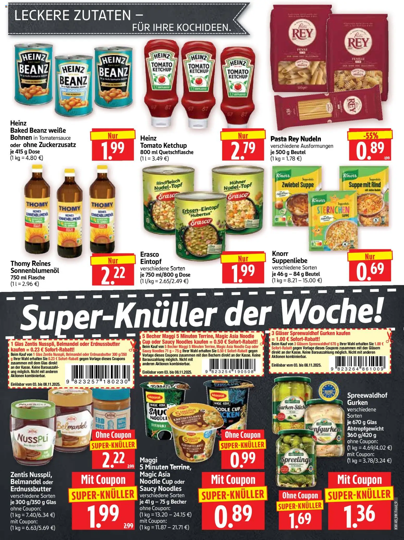 HERKULES Prospekt 	 – gültig ab 03.11.2025 | Seite: 9 | Produkte: Maggi, Sonnenblumenol, Nudeln, Gurken