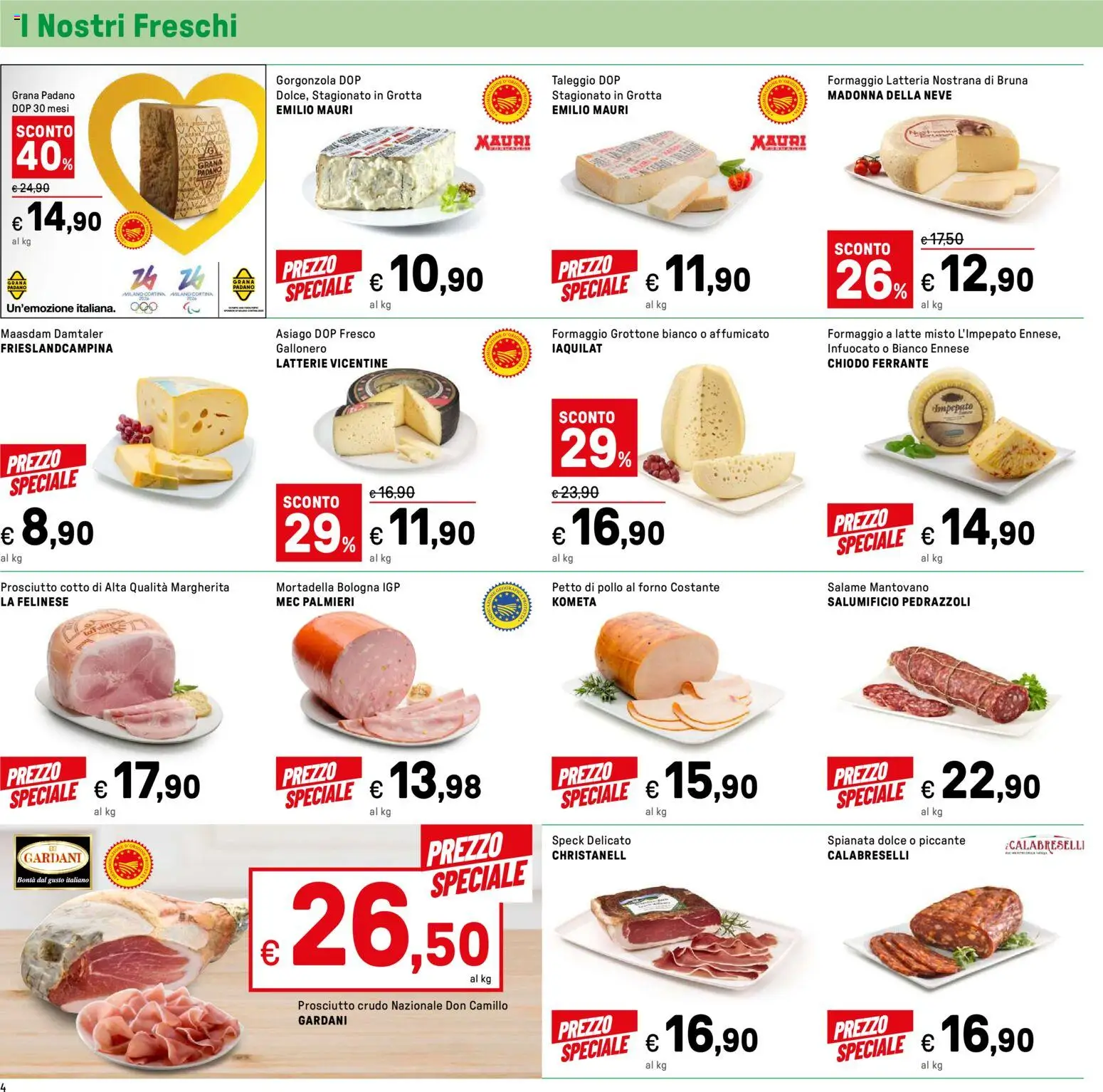 Volantino Iper del 14.11.2025 | Pagina: 4 | Prodotti: Petto di Pollo, Prosciutto Crudo, Latte, Forno