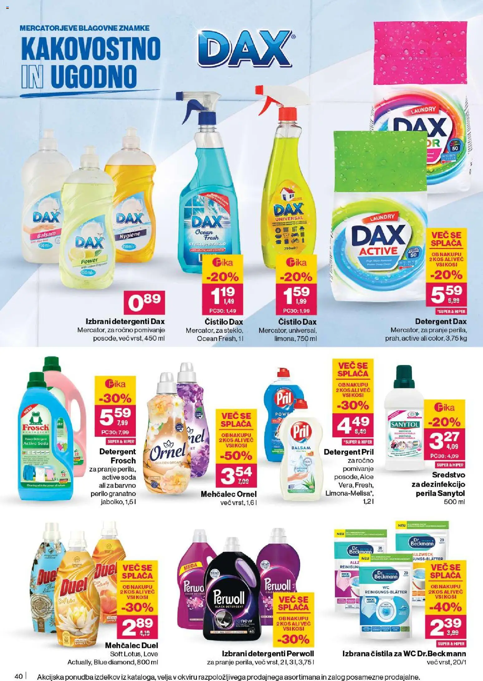 Novi Mercator katalog ponudbe – veljaven od 13.11.2025 | Stran: 42 | Izdelki: Mehčalec, Čistila, Kos, Detergent