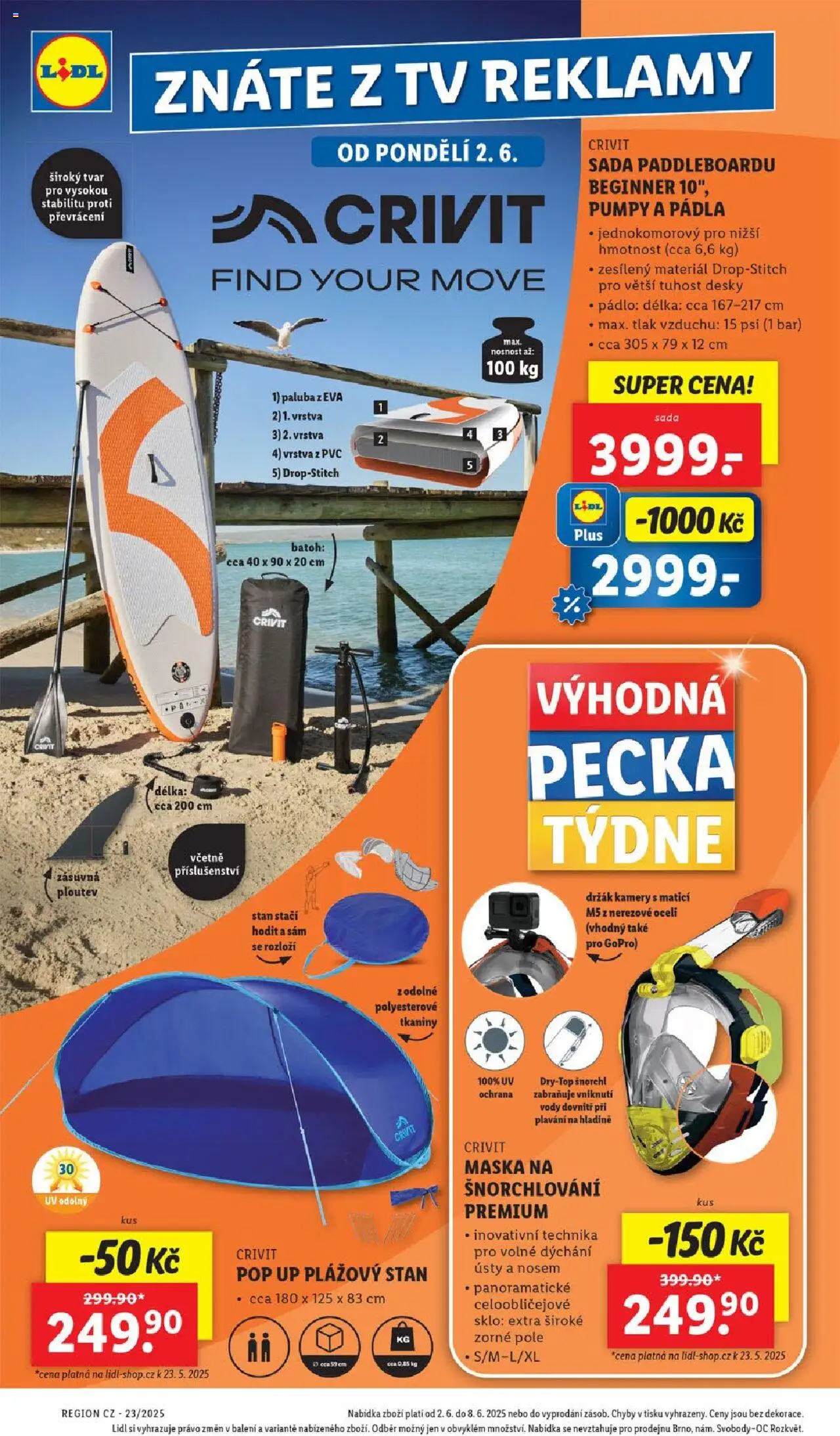 Lidl leták od 02.06.2025 | Strana: 38 | Produkty: Batoh, Plážový stan, Šnorchl, Desky