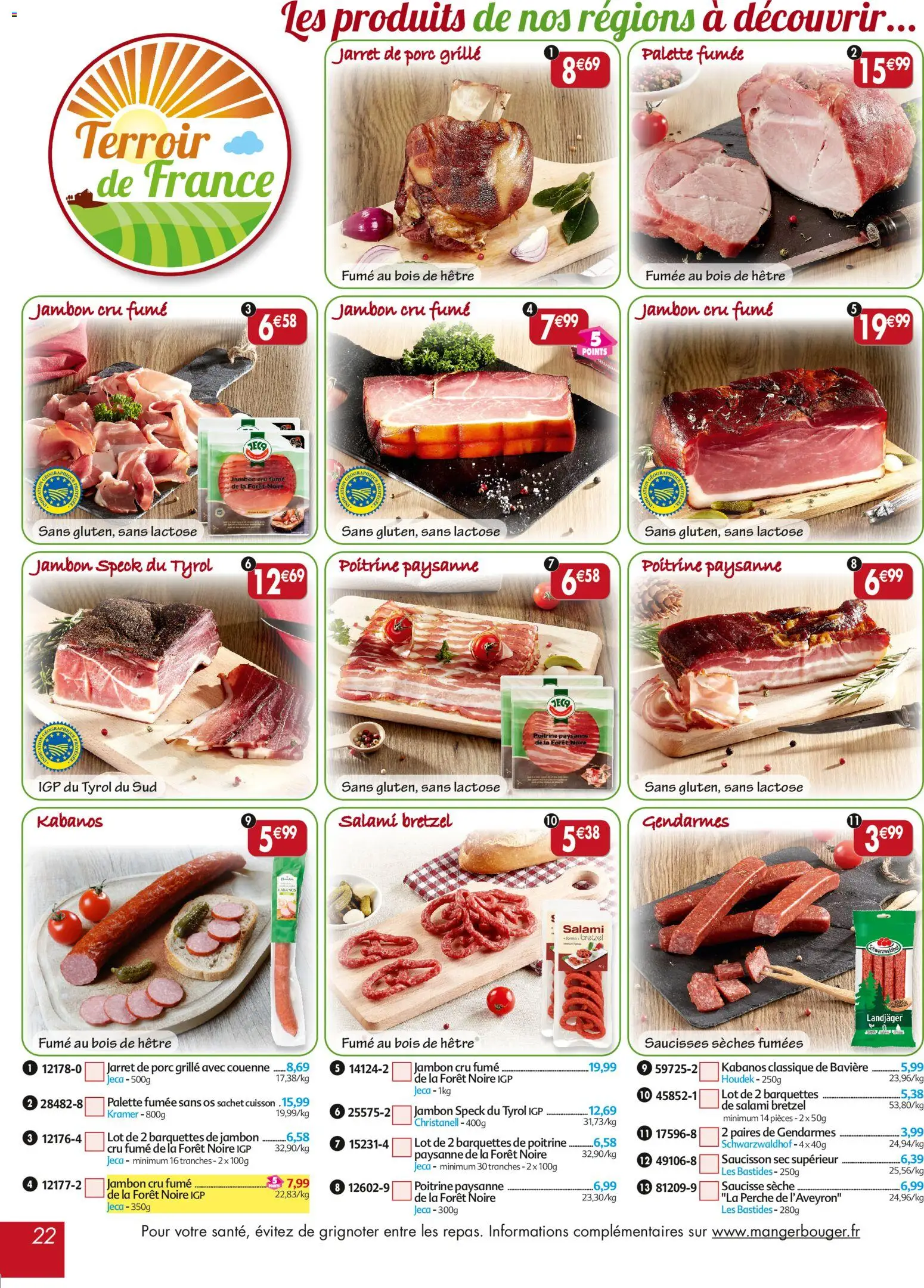 {H1} | Page: 22 | Produits: Saucisson sec, Salami, Saucisse, Porc