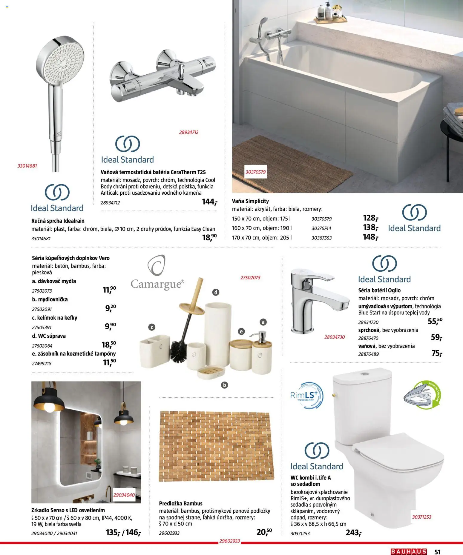 Nové Bauhaus akcie – leták je platný od 15.12.2025 | Strana: 51 | Produkty: Zrkadlo, Vaňa, Sprcha, Svetlá