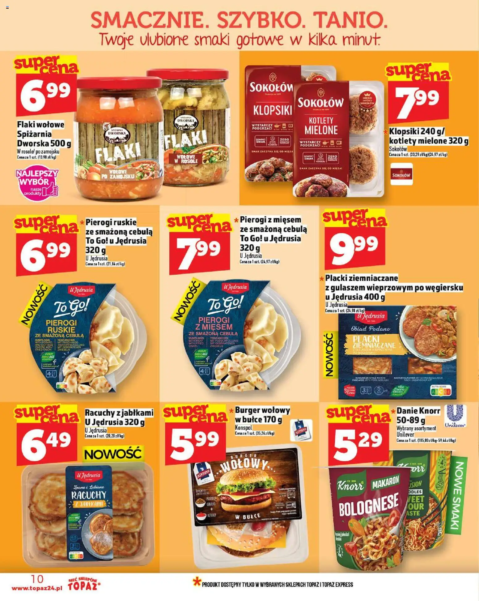 Topaz Gazetka MAZ od 20.11.2025 | Strona: 10 | Produkty: Pierogi, Pierogi z mięsem, Flaki, Pancakes