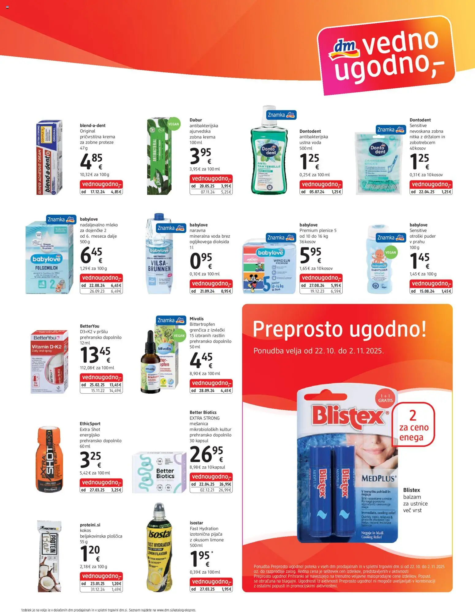 Novi DM Drogerie Markt katalog ponudbe – veljaven od 22.10.2025 | Stran: 3 | Izdelki: Plenice, Puder, Beljakovinska ploščica, Voda