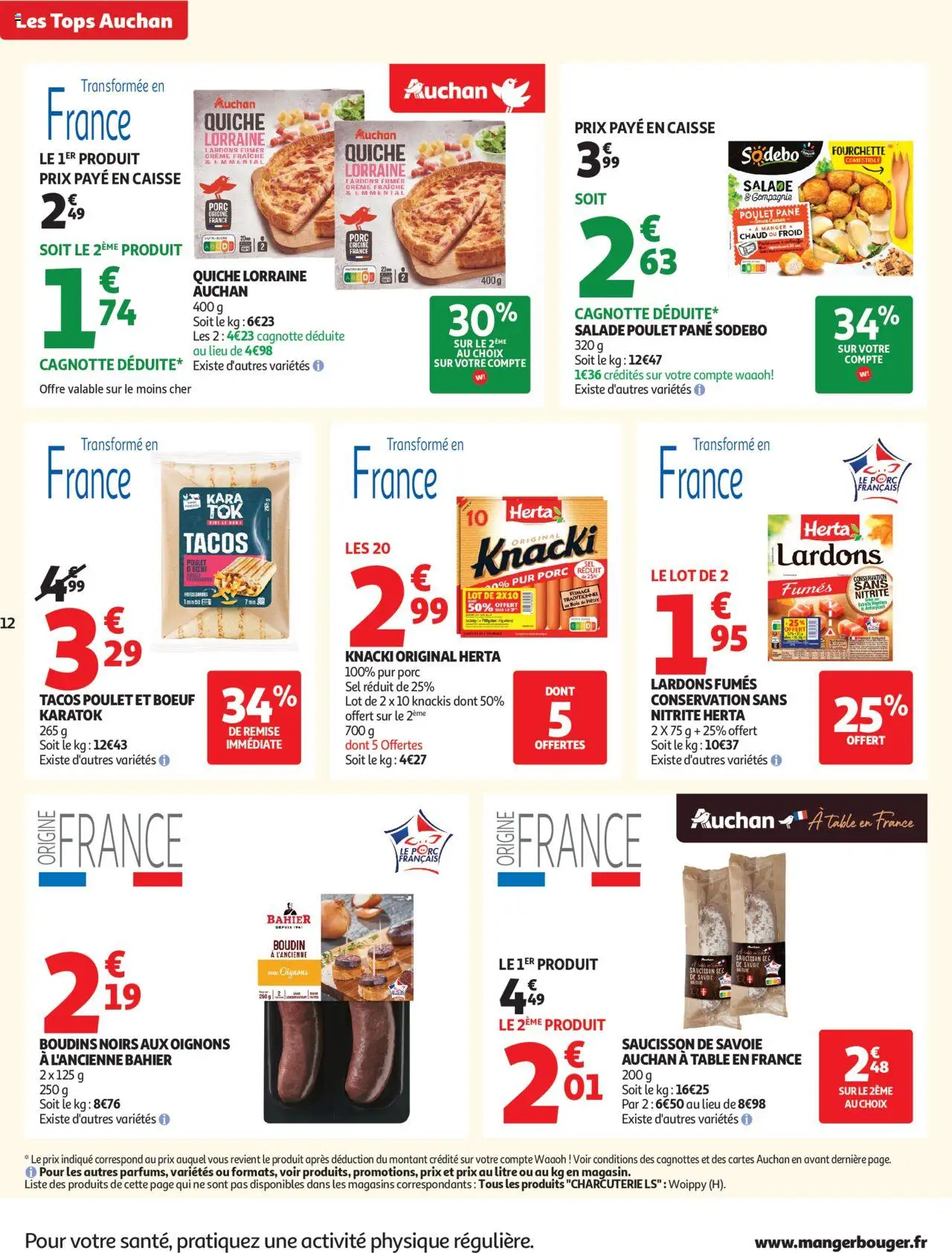 {H1} | Page: 12 | Produits: Emmental, Porc, Oignons, Crème