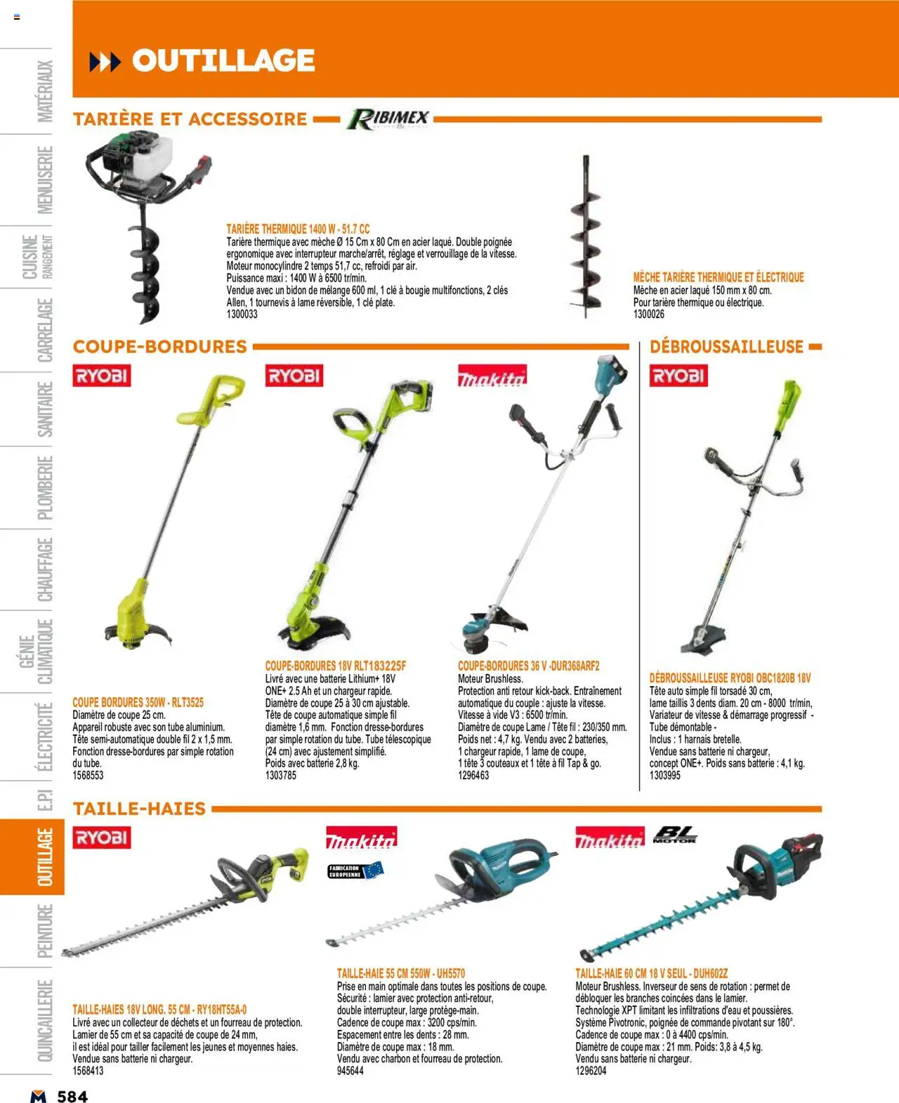  | Page: 584 | Produits: Poids, Débroussailleuse, Prise, Batterie
