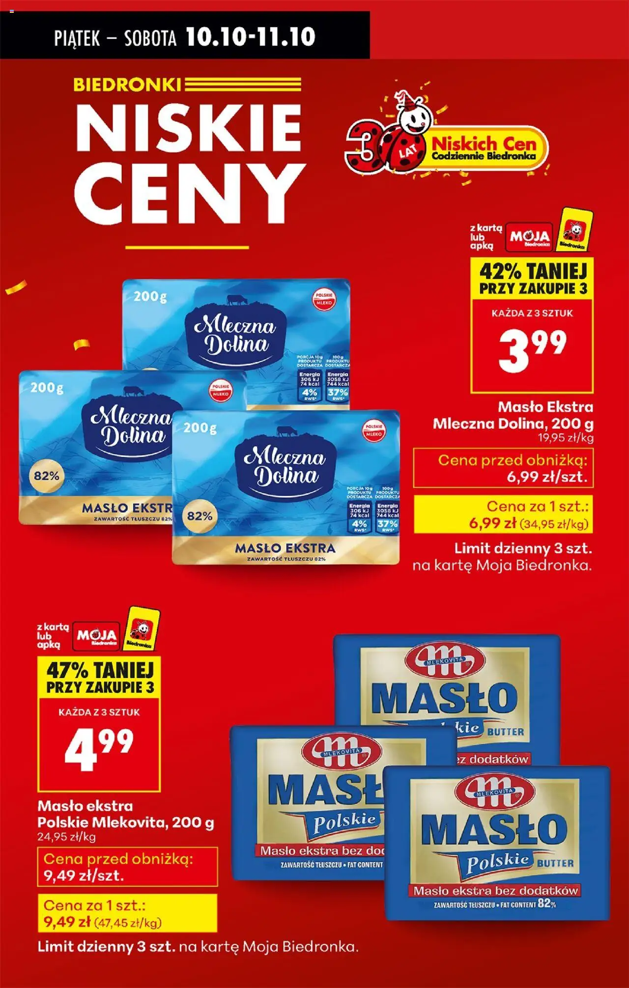 Biedronka gazetka - Oferta w tym tygodniu od 09.10.2025 | Strona: 4 | Produkty: Karta, Mleko, Masło