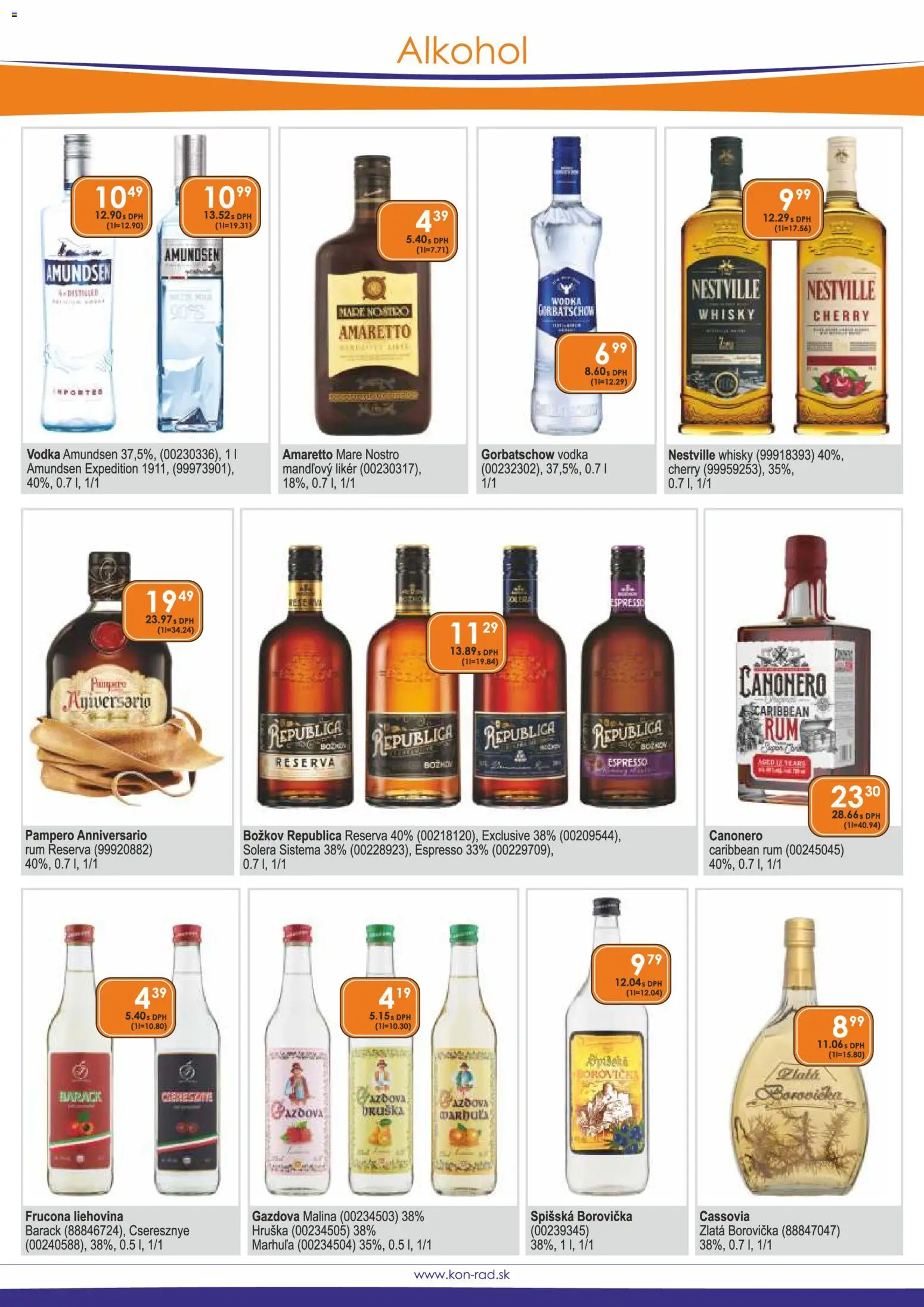 Nové KON - RAD akcie – leták je platný od 01.12.2025 | Strana: 19 | Produkty: Borovička, Vodka, Whisky, Alkohol