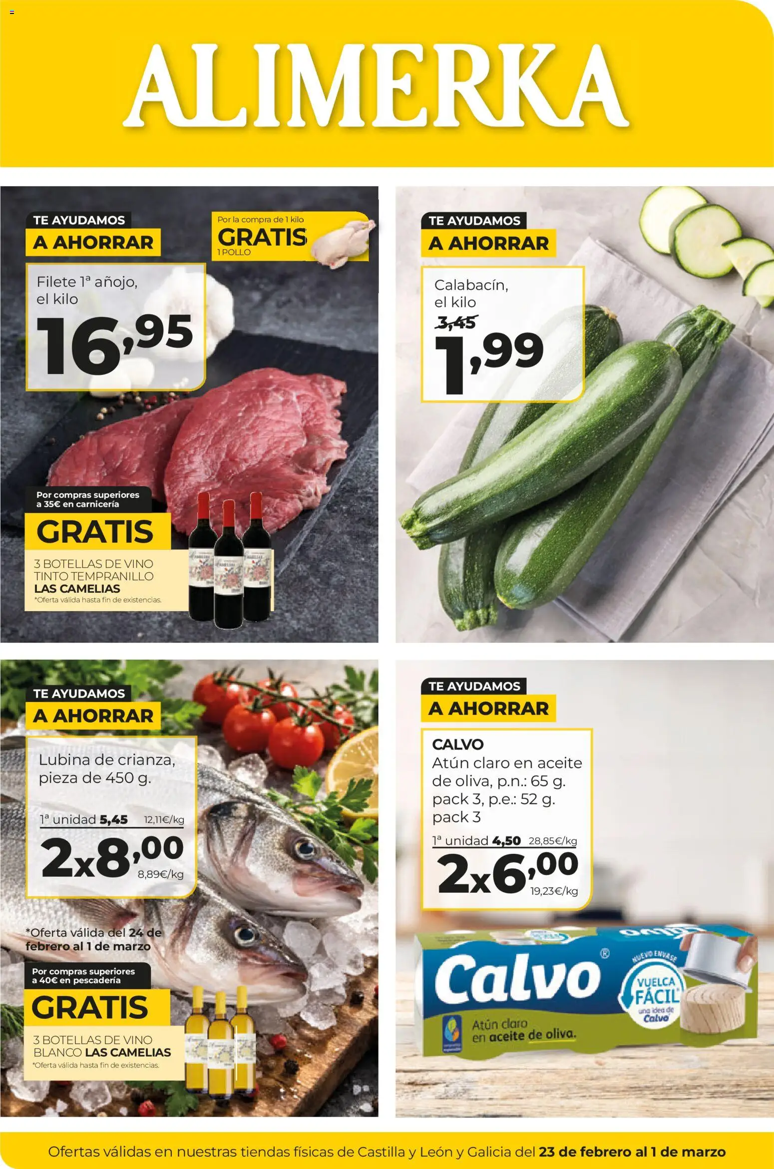 Alimerka folleto Castilla y León │ válido desde el 23.02.2026 | Página: 1 | Productos: Aceite, Vino, Té, Atún claro