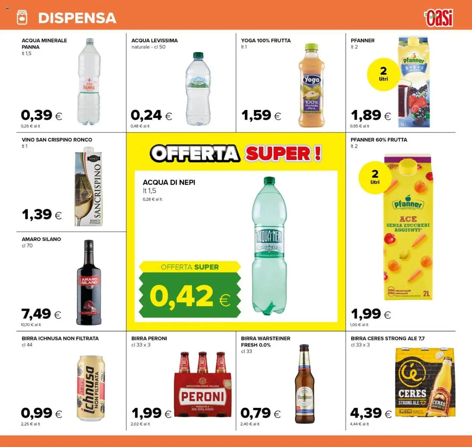 Volantino Oasi del 03.01.2026 | Pagina: 21 | Prodotti: Panna, Frutta, Acqua minerale, Amaro