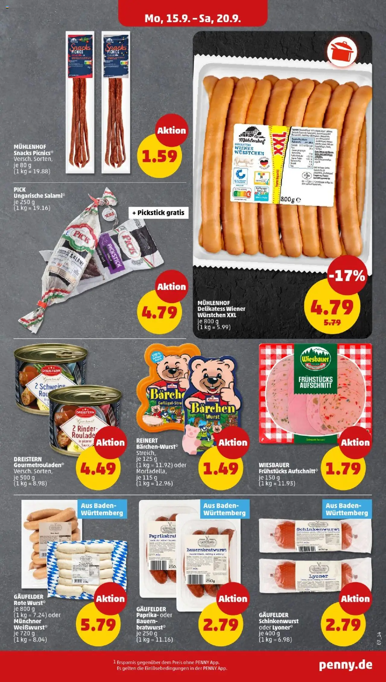 Penny - Baden-Württemberg – gültig ab 15.09.2025 | Seite: 7 | Produkte: Wiener wurstchen, Weißwurst, Paprika, Salami