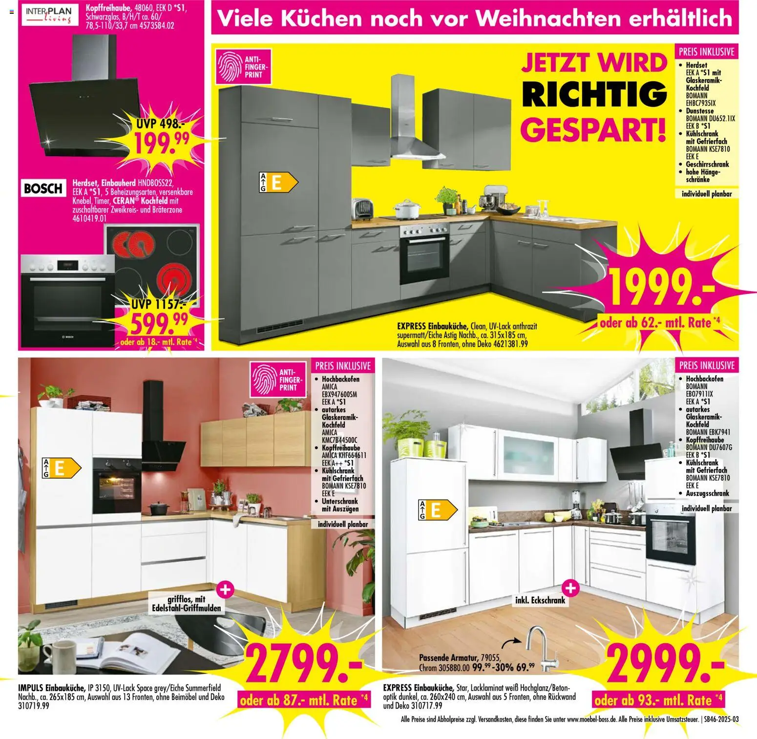 SB Möbel Boss Prospekt Leipzig-Paunsdorf – gültig ab 08.11.2025 | Seite: 3 | Produkte: Bosch, Kühlschrank, Kochfeld, Kuchen