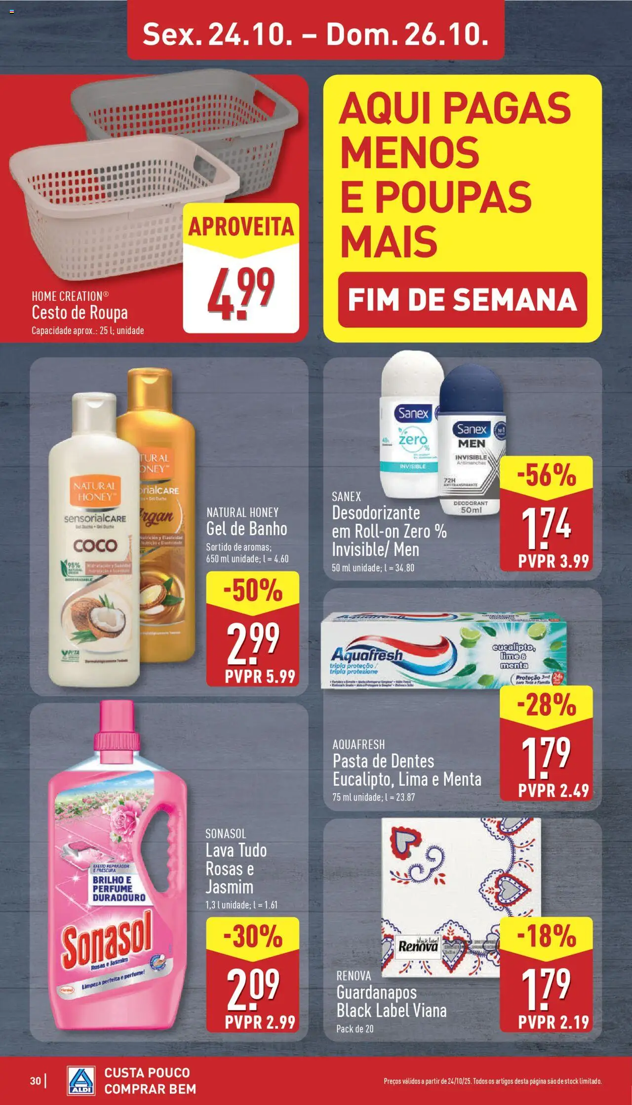 Aldi folheto │ válido de 20.10.2025 | Página: 30 | Produtos: Perfume, Guardanapos, Gel de banho, Desodorizante