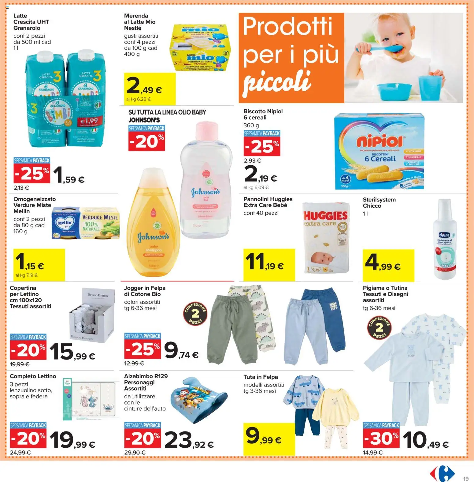 Volantino Carrefour del 02.03.2026 | Pagina: 19 | Prodotti: Shampoo, Pannolini, Latte, Olio