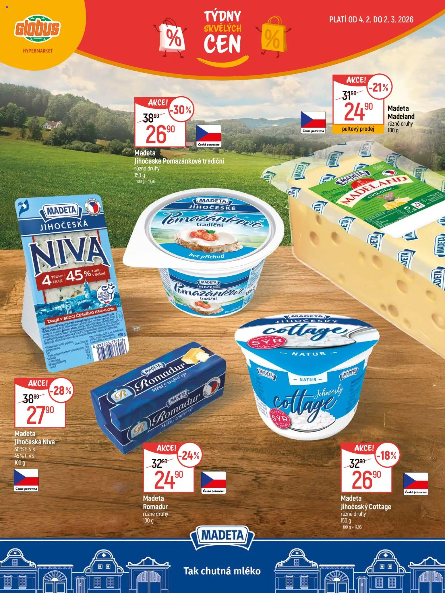 Globus leták - Havířov od 04.02.2026 | Strana: 2 | Produkty: Globus, Mléko, Romadur, Cottage
