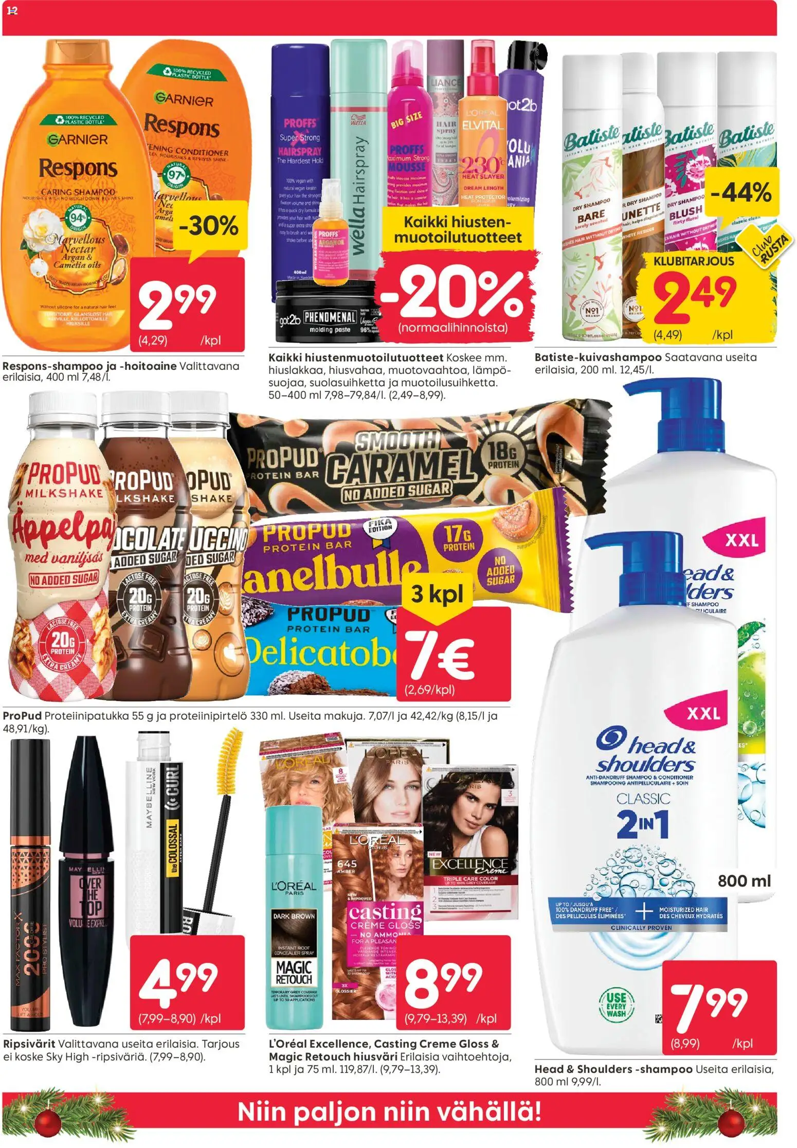 Rusta tarjoukset – voimassa 24.12.2025 alkaen | Sivu: 12 | Tuotteet: Shampoo, Hoitoaine, Hiusväri, Proteiinipatukka