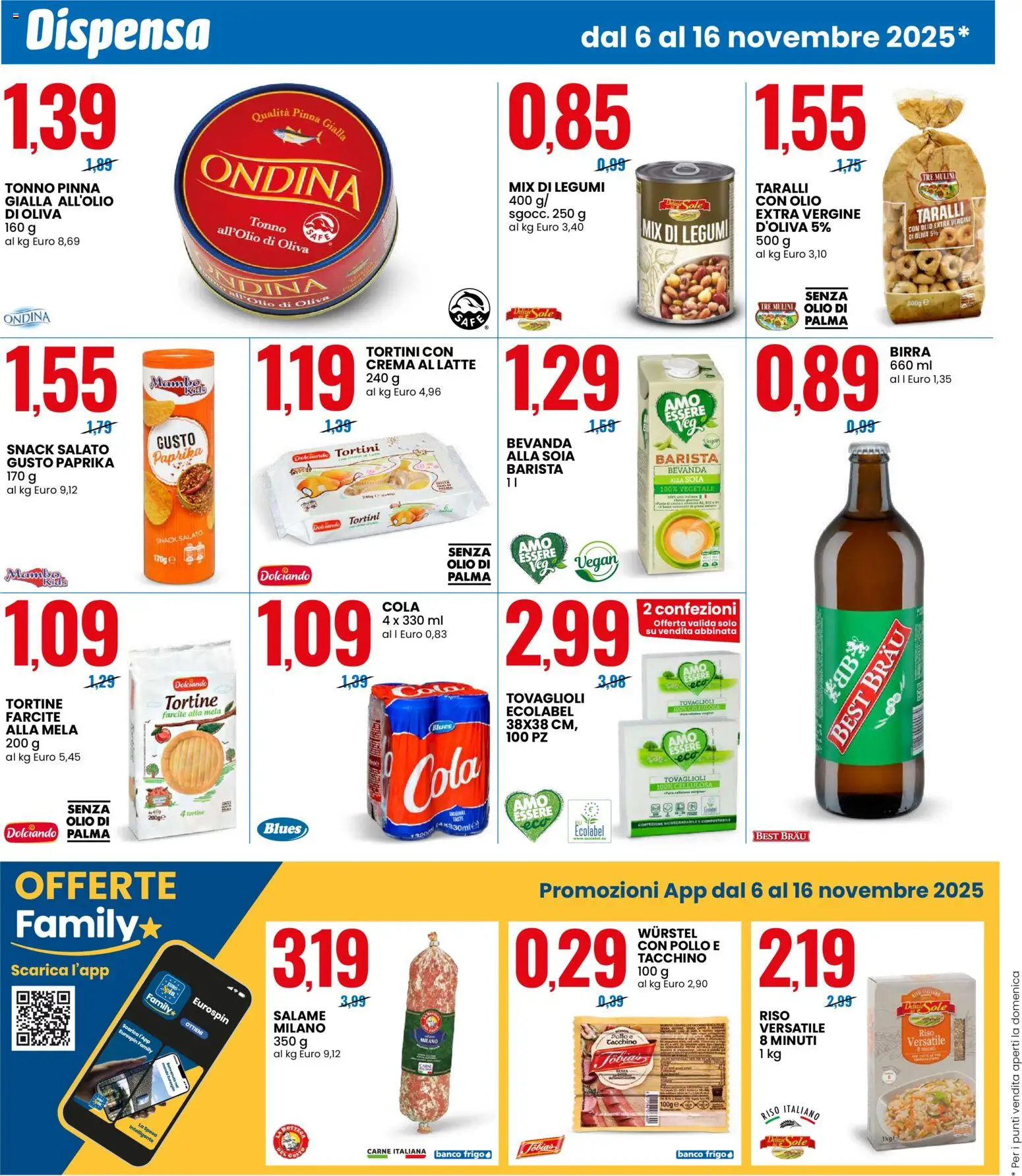 Volantino Eurospin del 06.11.2025 | Pagina: 8 | Prodotti: Legumi, Pollo, Latte, Wurstel